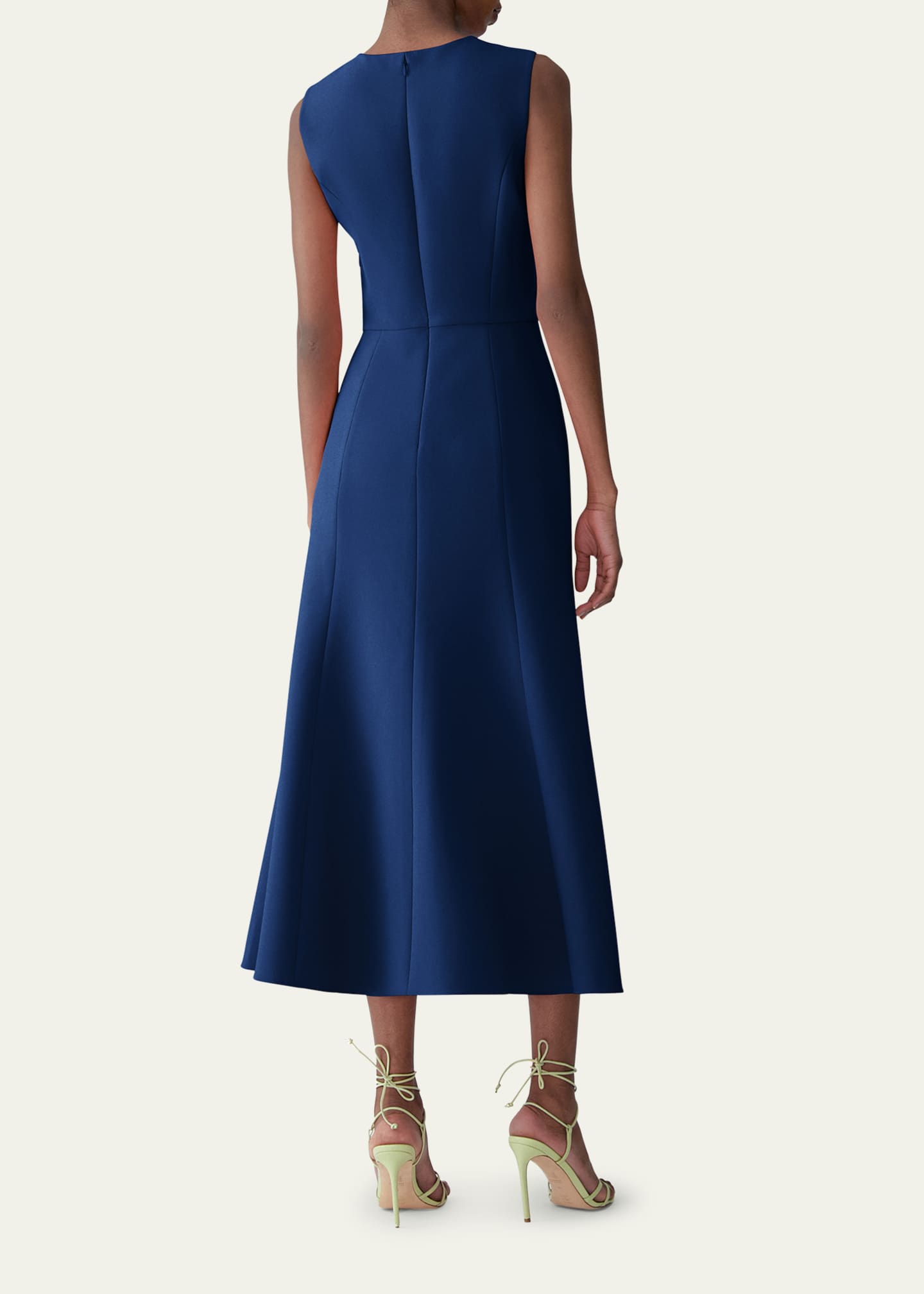 Carolina Herrera Floral Embroidered Sleeveless Midi Dress