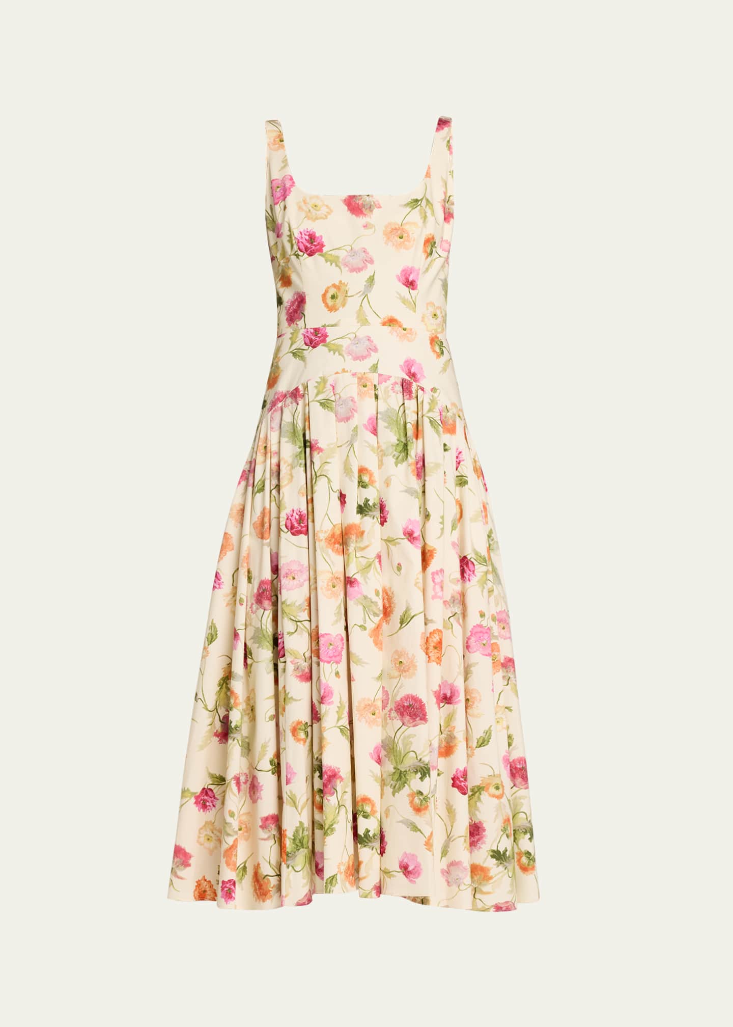 Carolina Herrera Floral Sleeveless Drop-Waist Pleated Midi Dress - Bergdorf  Goodman