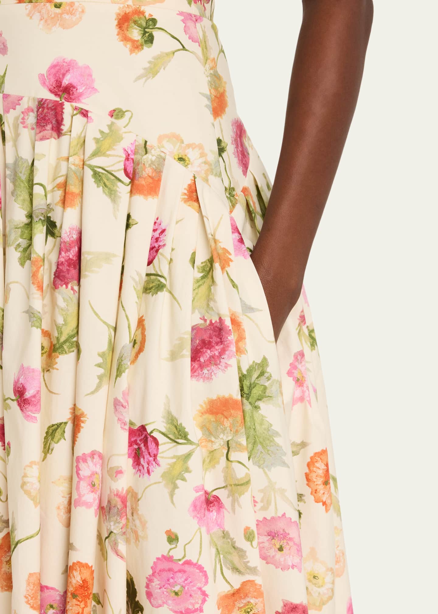 Carolina Herrera Scoop Neck Drop Waist Midi Dress - Almond Multi - 14