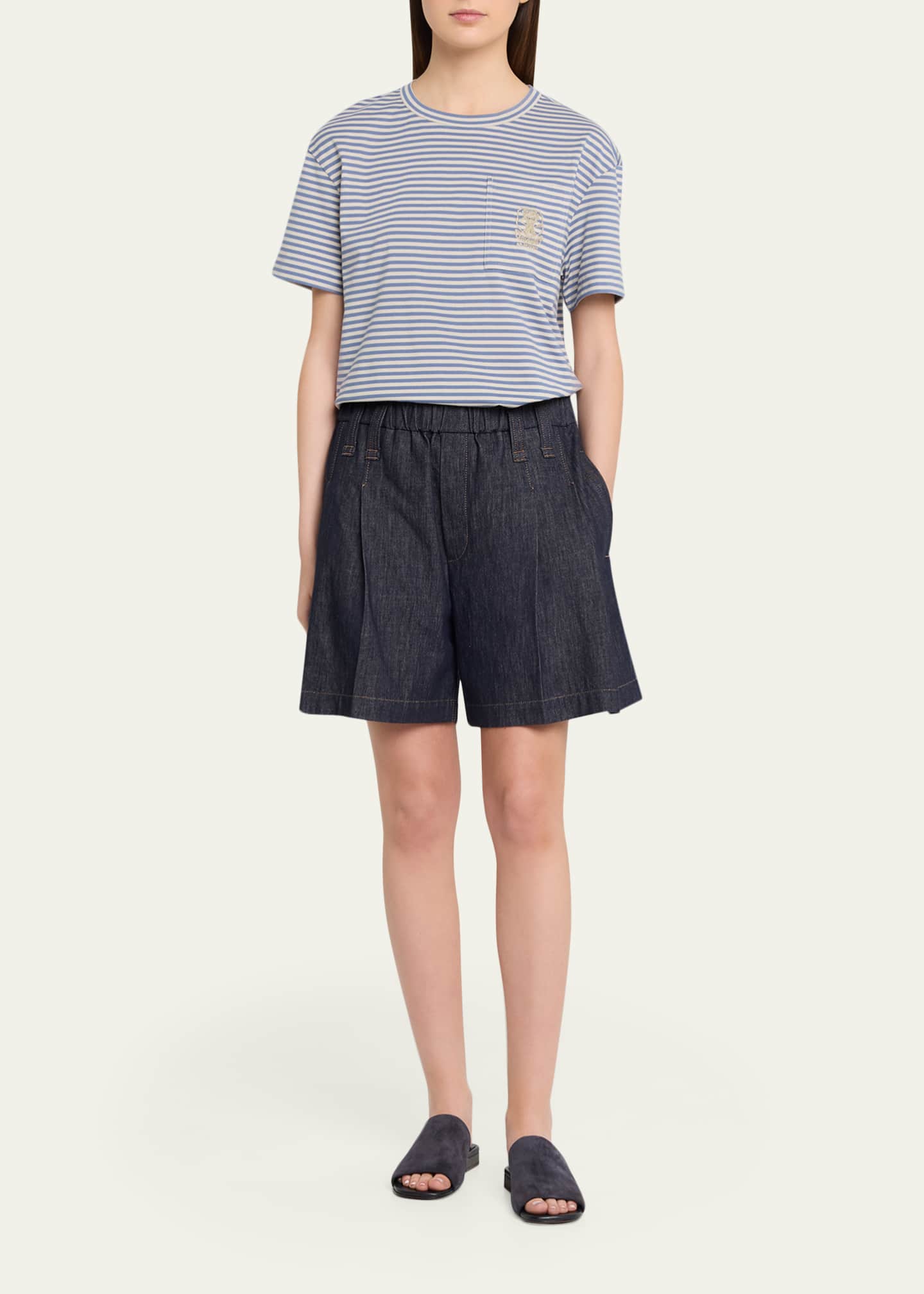 Brunello Cucinelli Striped Cotton Jersey Short-Sleeve T-Shirt