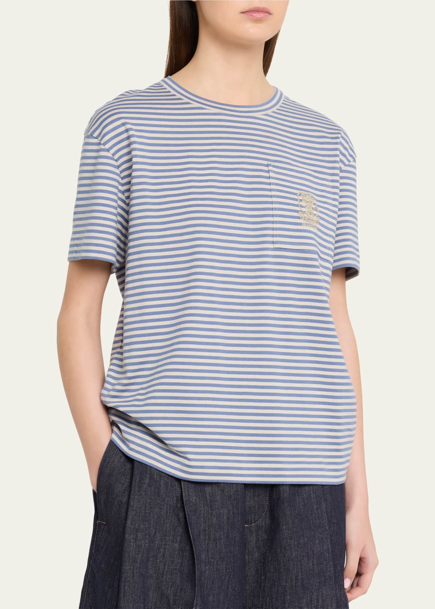 Brunello Cucinelli Striped Cotton Jersey Short-Sleeve T-Shirt