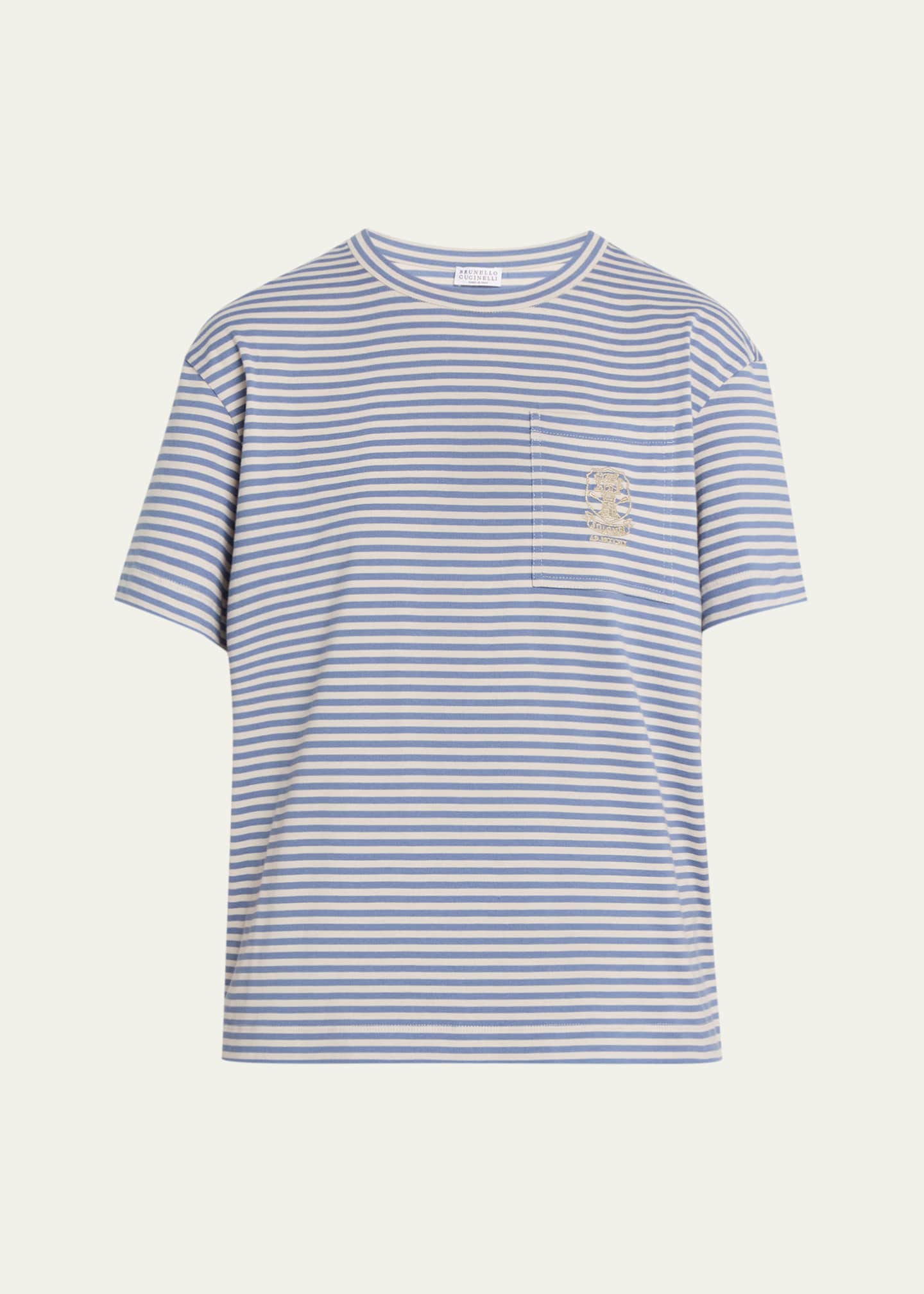 Brunello Cucinelli Striped Cotton Jersey Short-Sleeve T-Shirt