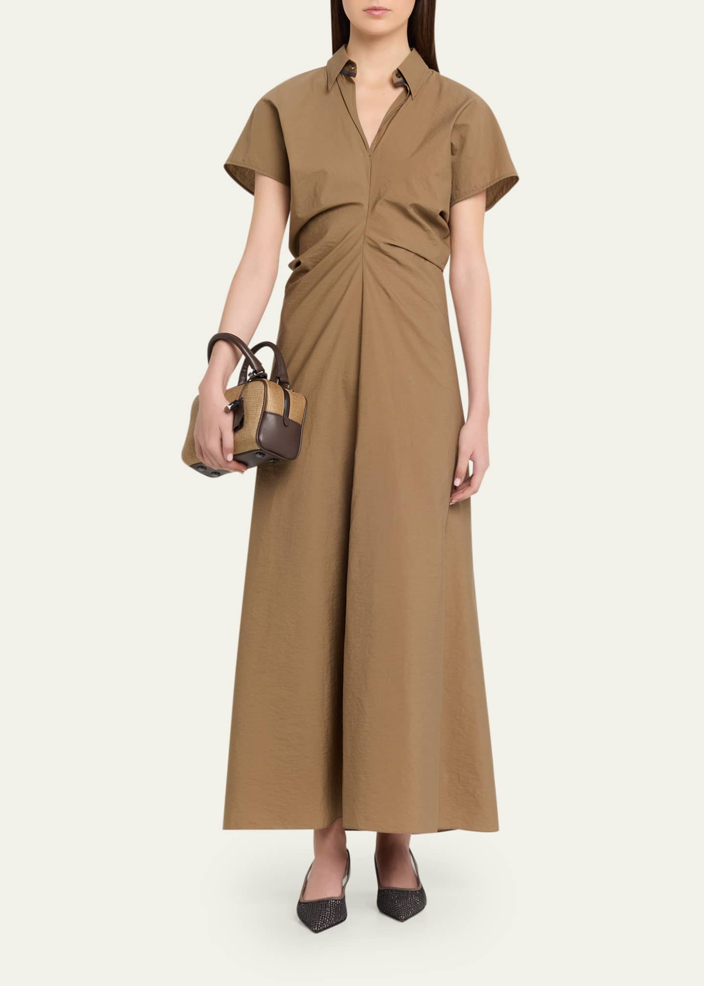 brunello cucinelli shirt dress T-shirt dress with precious collar for Woman in Anthracite
