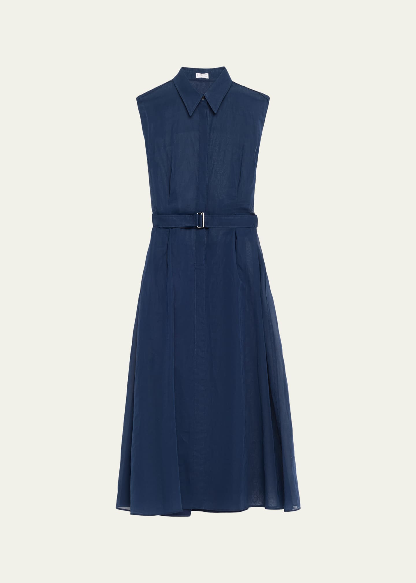 brunello cucinelli blue dress Brunello Cucinelli, Belted cotton-blend shirt dress, Women, Blue, XL, Dresses