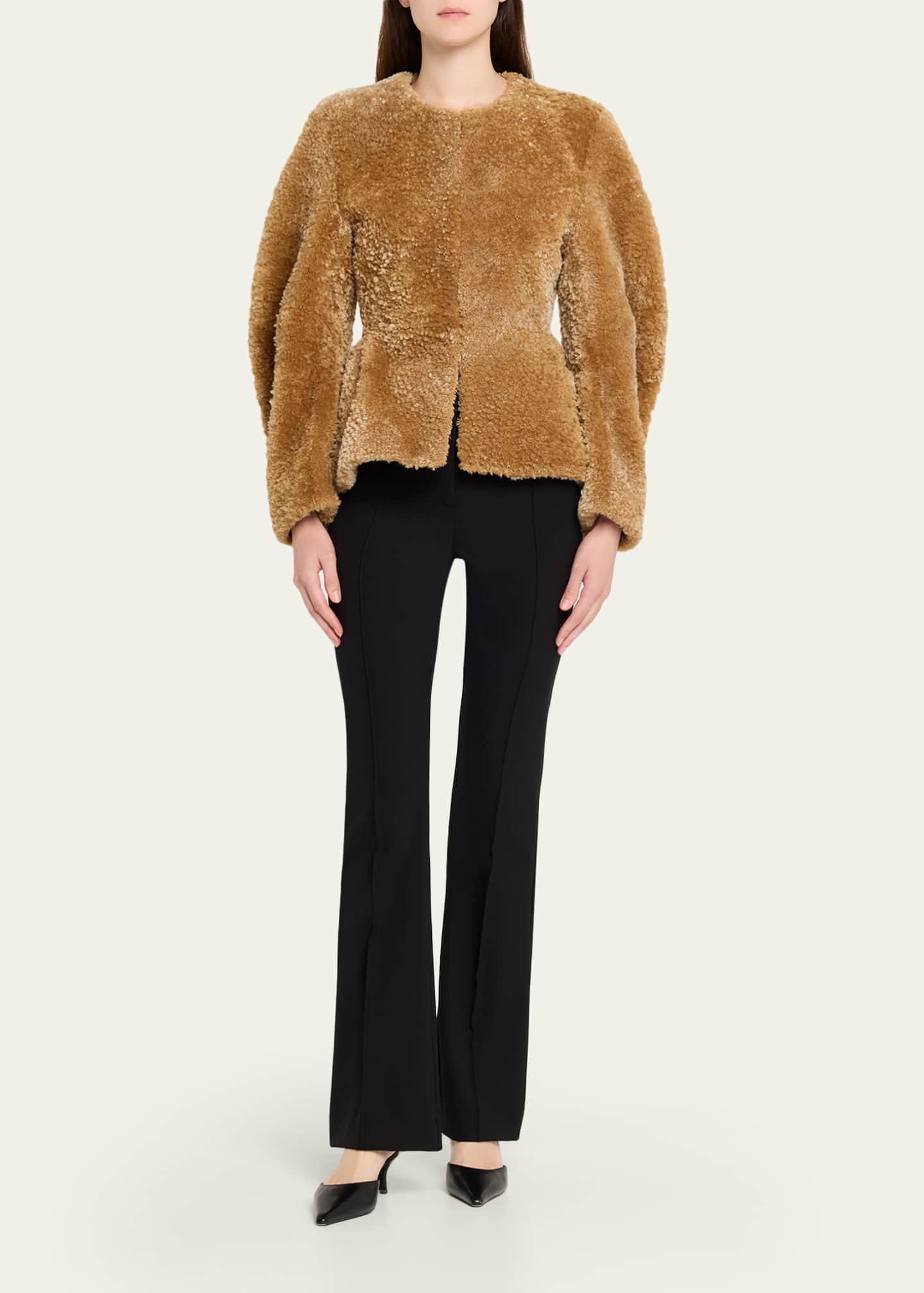 Bear Lamb Shearling Peplum Jacket