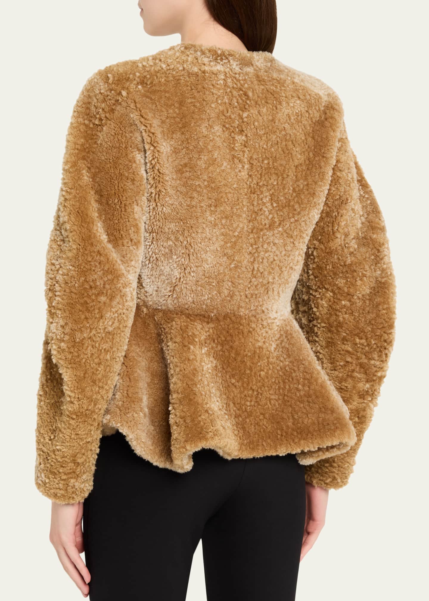 Bear Lamb Shearling Peplum Jacket
