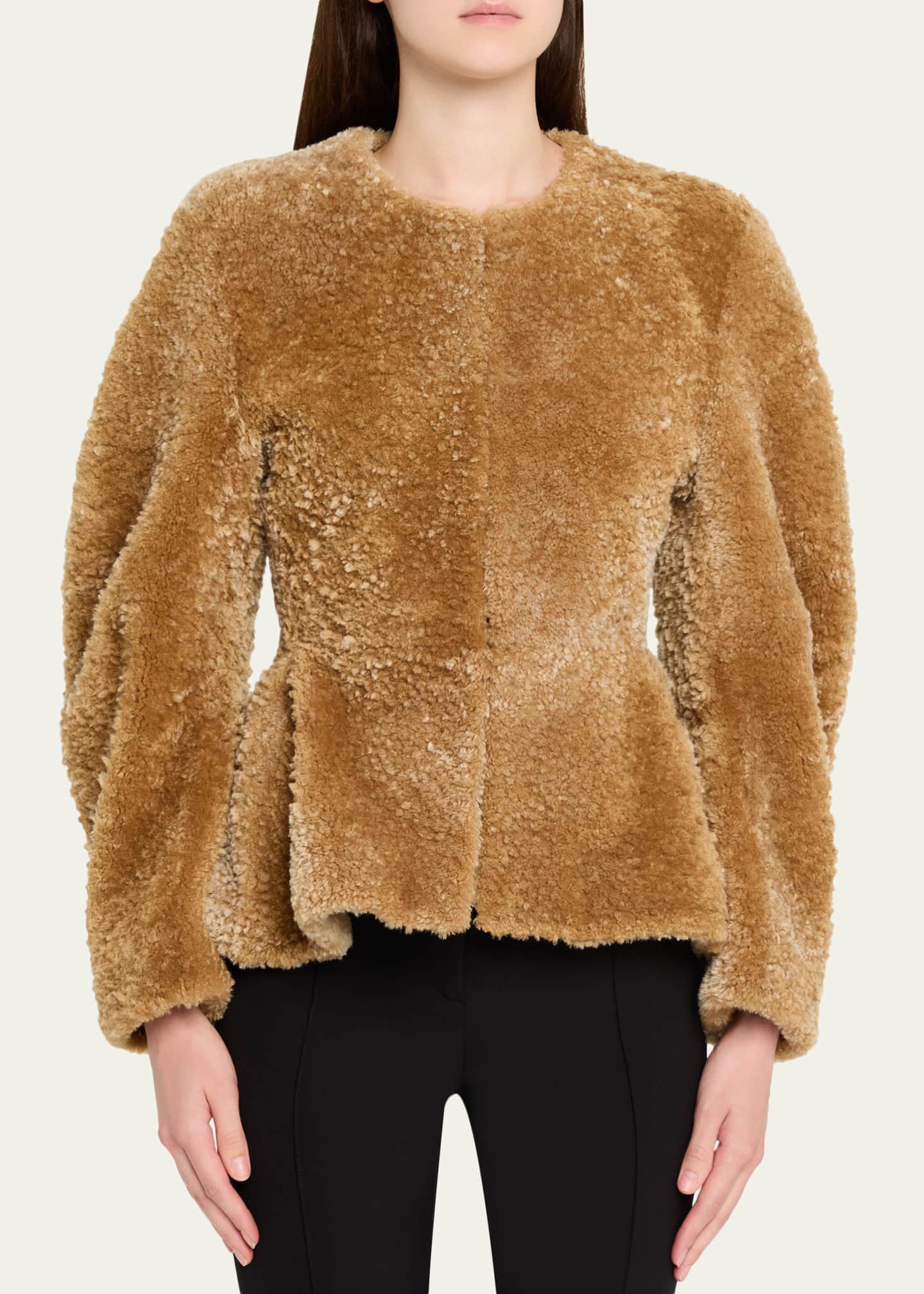 Bear Lamb Shearling Peplum Jacket