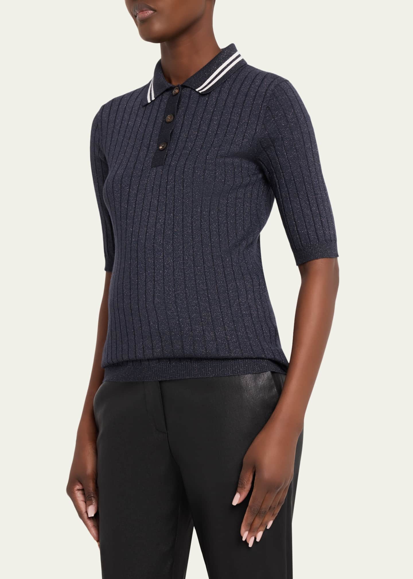 極美品】BRUNELLO CUCINELLI Vネックレイヤードポロシャツ Brunello