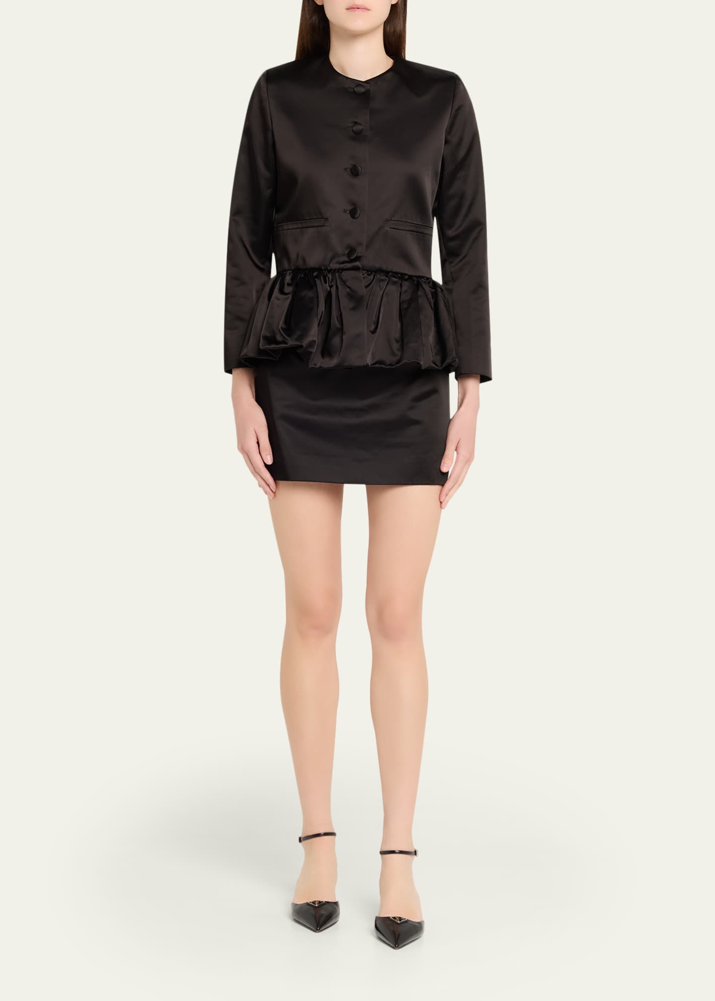 Liberowe Single-Breasted Satin Peplum Jacket - Bergdorf Goodman