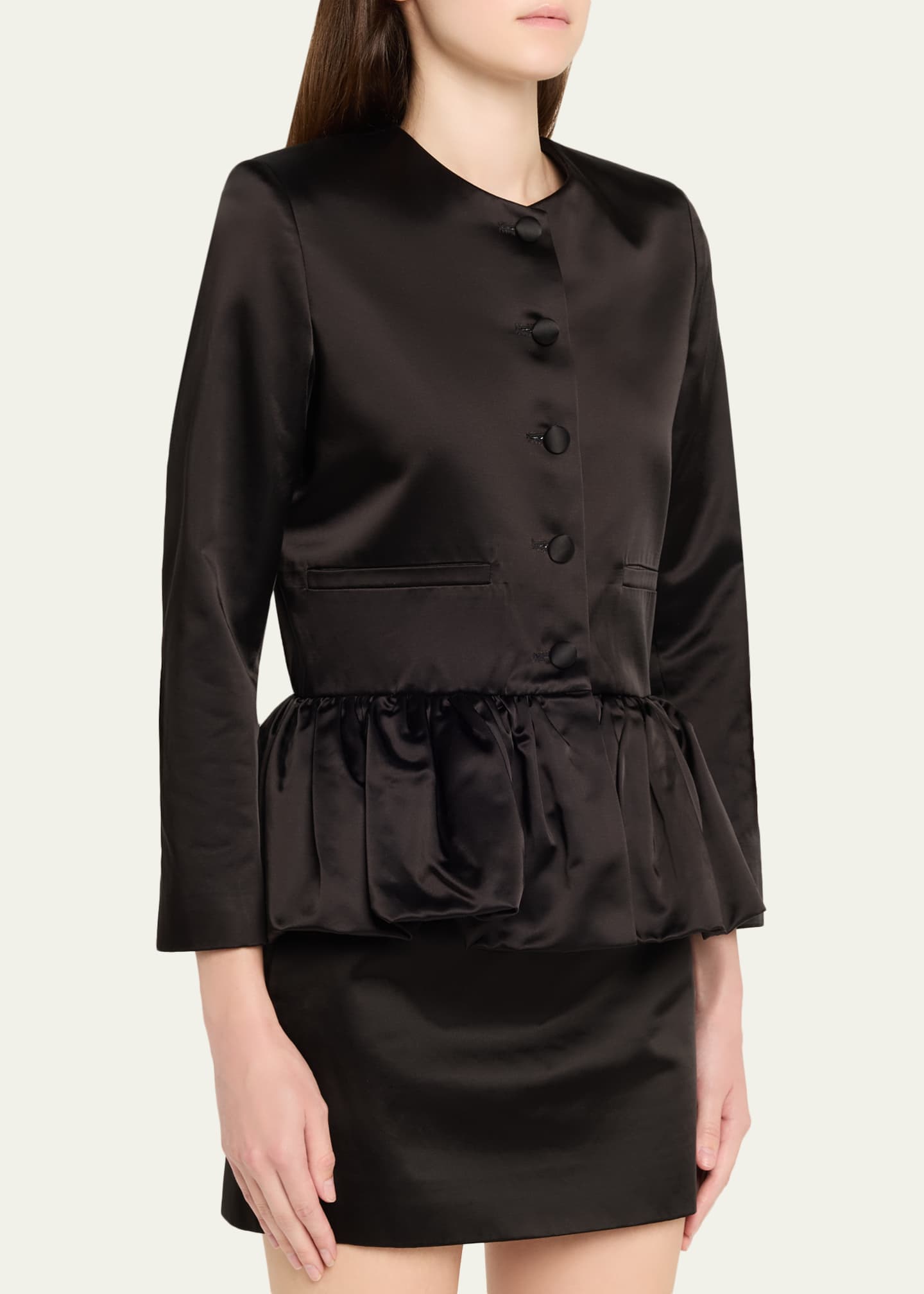 ※完売品【maisonspecial】Satin Peplum Jacket Liberowe Single-Breasted Satin Peplum Jacket - Bergdorf Goodman