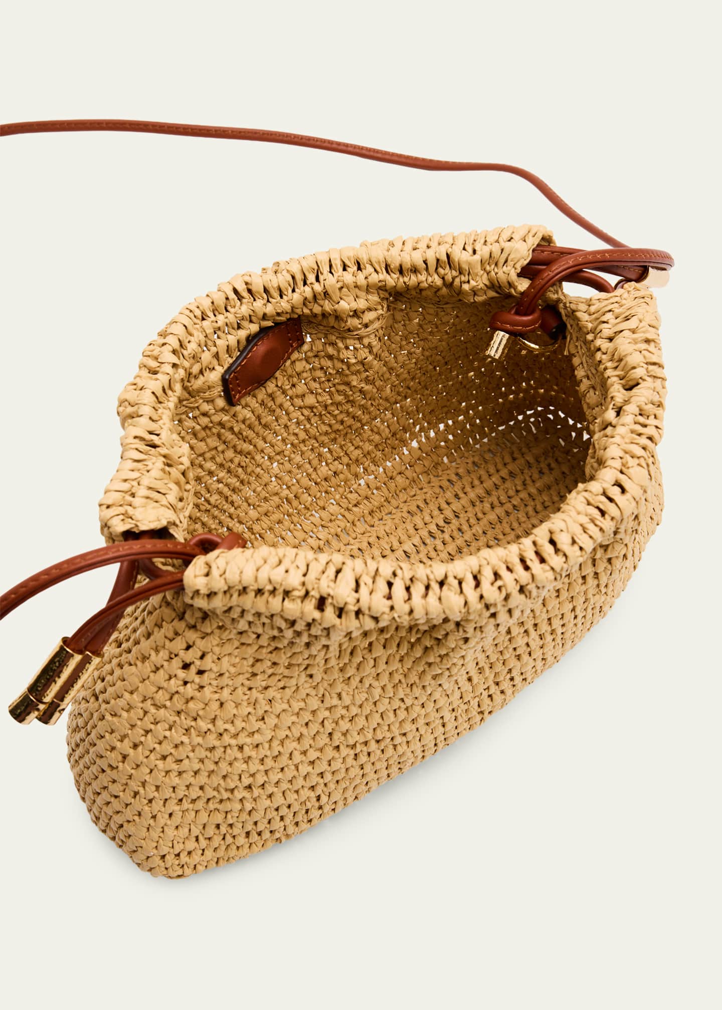 Ulla Johnson Lali Ruched Raffia Clutch Bag - Bergdorf Goodman