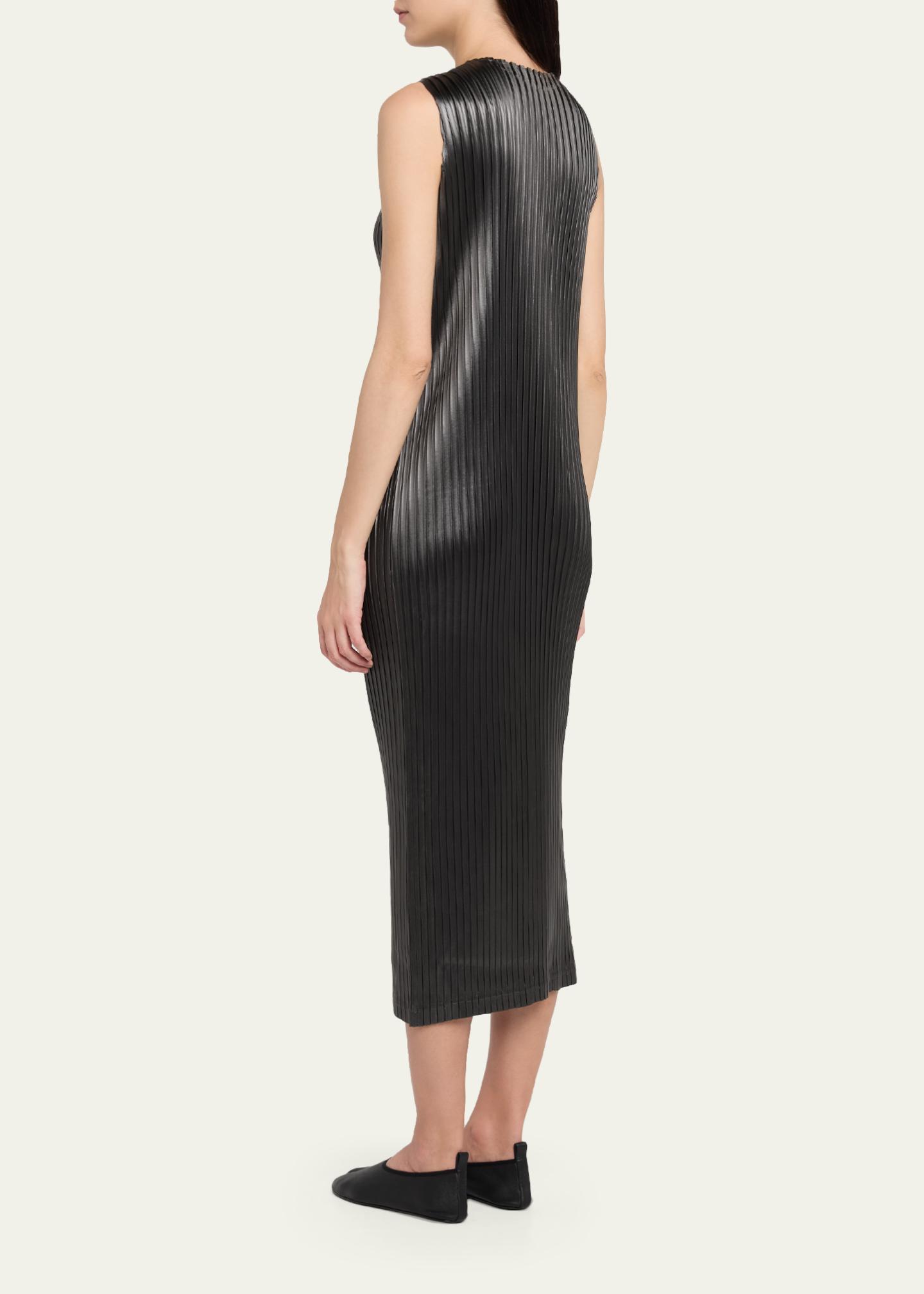 Issey Miyake Sleeveless Glossed Metal Plisse Midi Dress - Bergdorf 