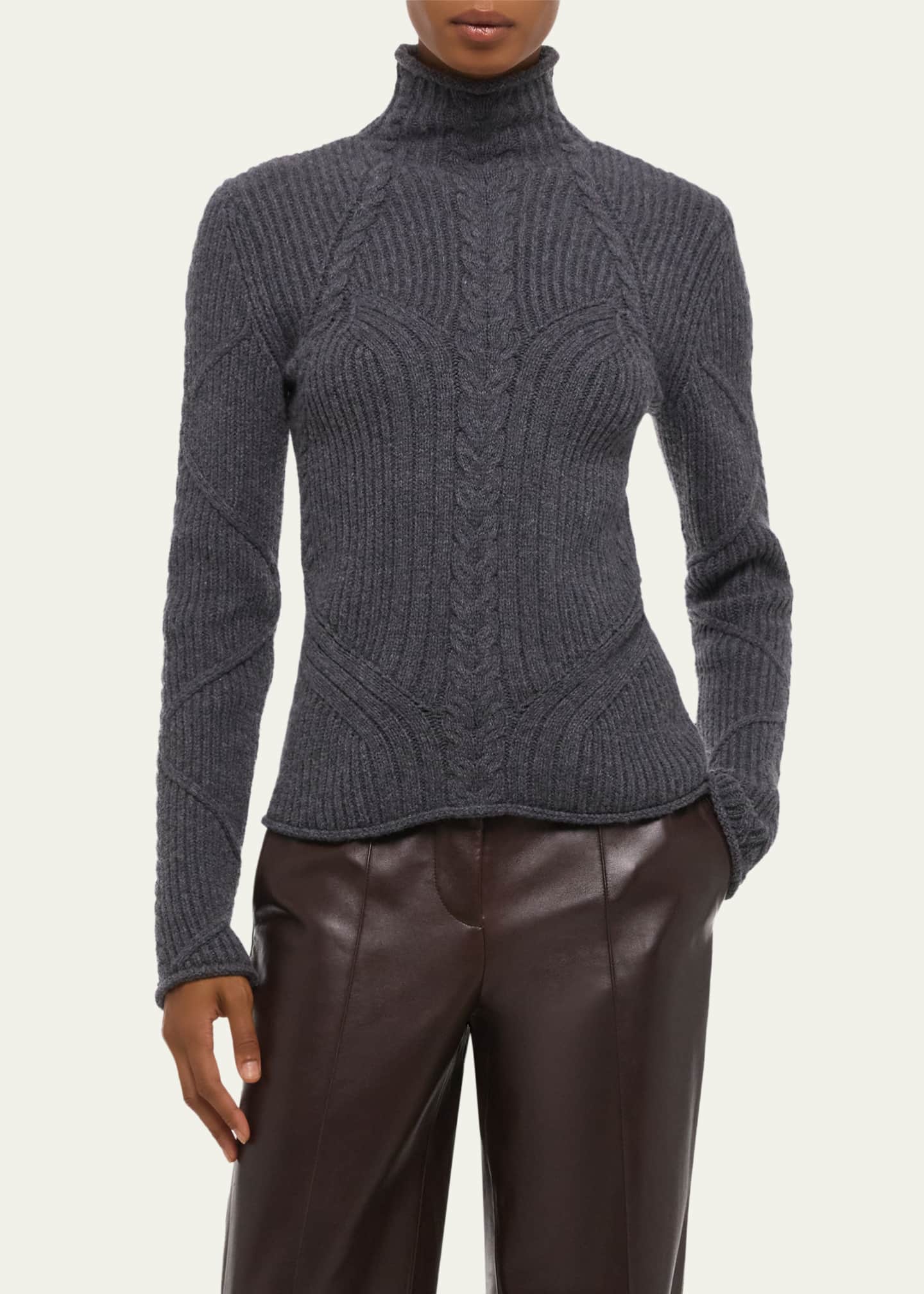 Helmut Lang Cable Turtleneck Sweater - Bergdorf Goodman