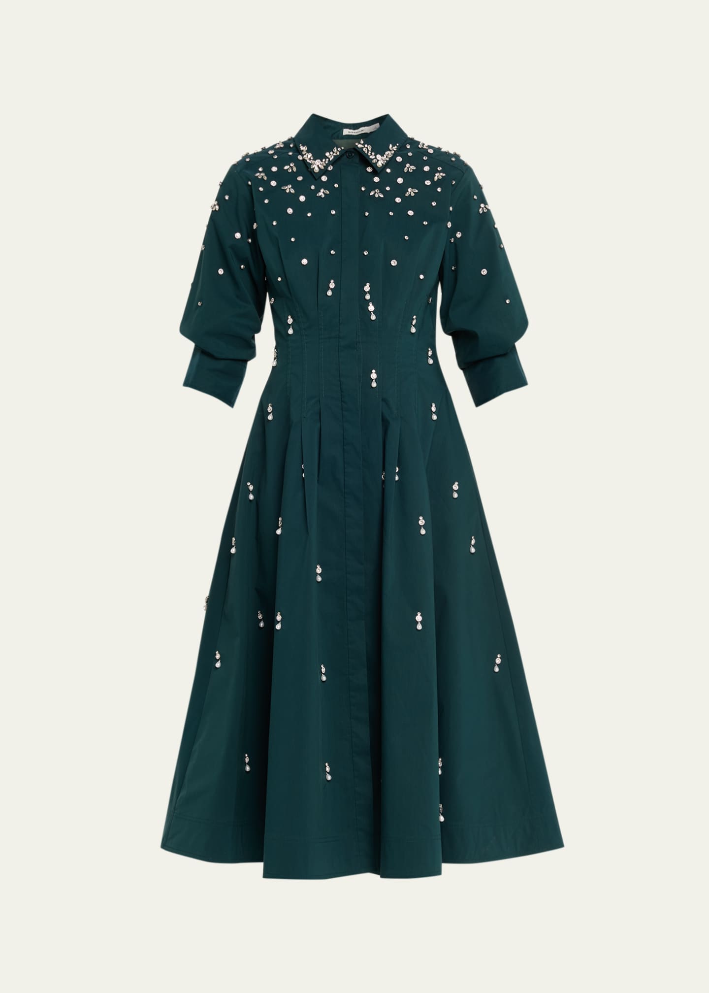 Simkhai Jazz Embellished Shirt Dress - Emerald - S
