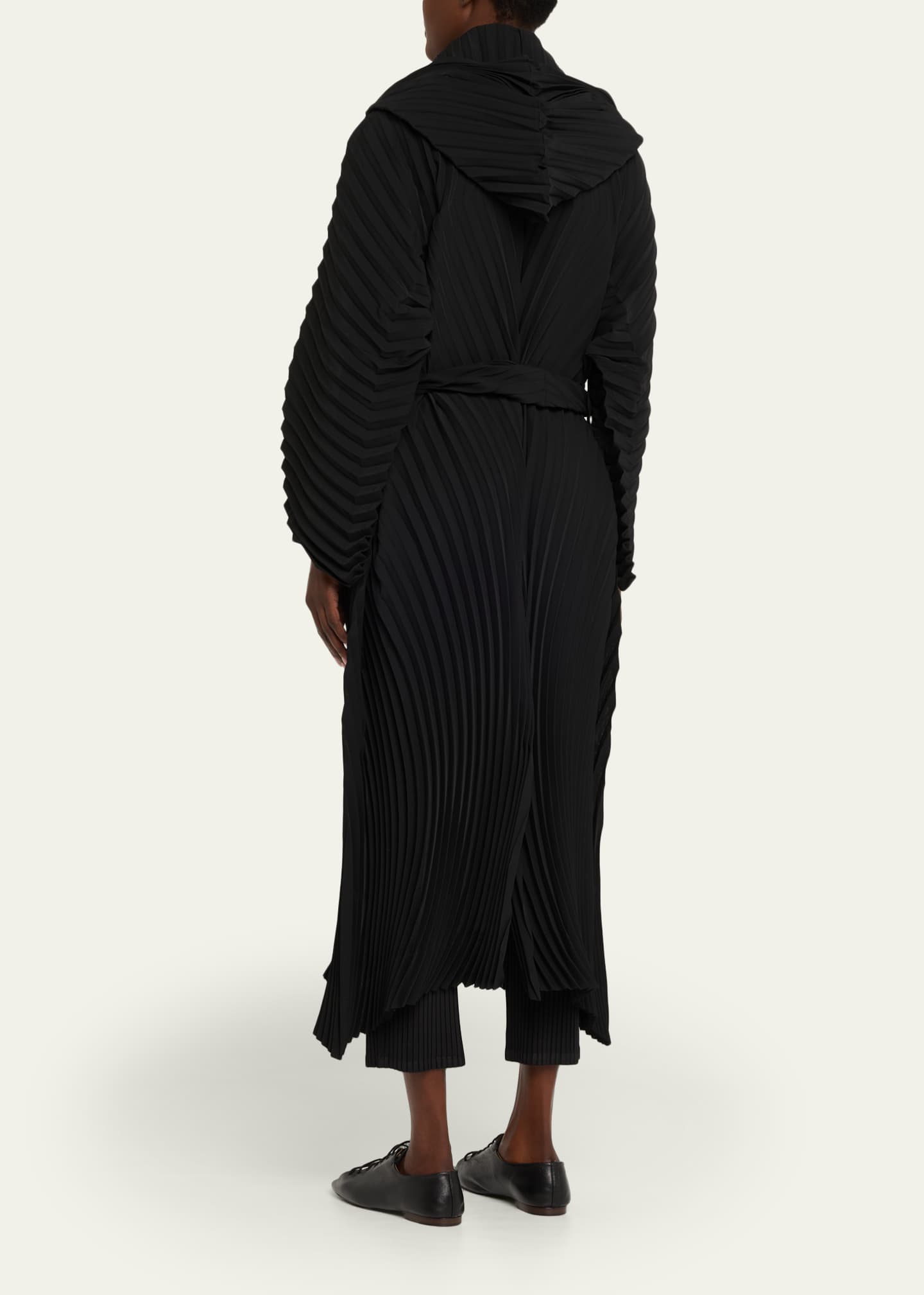 Issey Miyake Wave Pleats Belted Long Trench Coat - Bergdorf Goodman