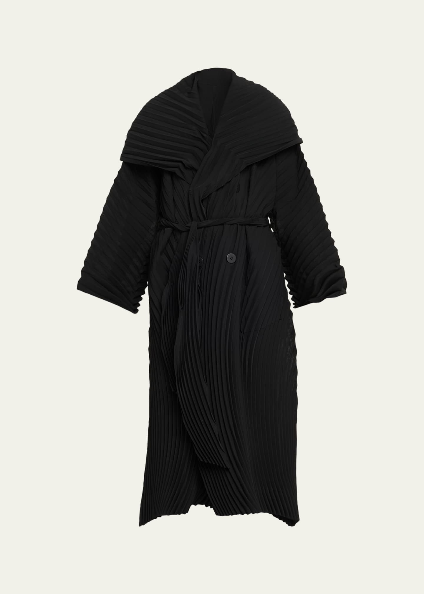 Issey Miyake Wave Pleats Belted Long Trench Coat - Bergdorf Goodman