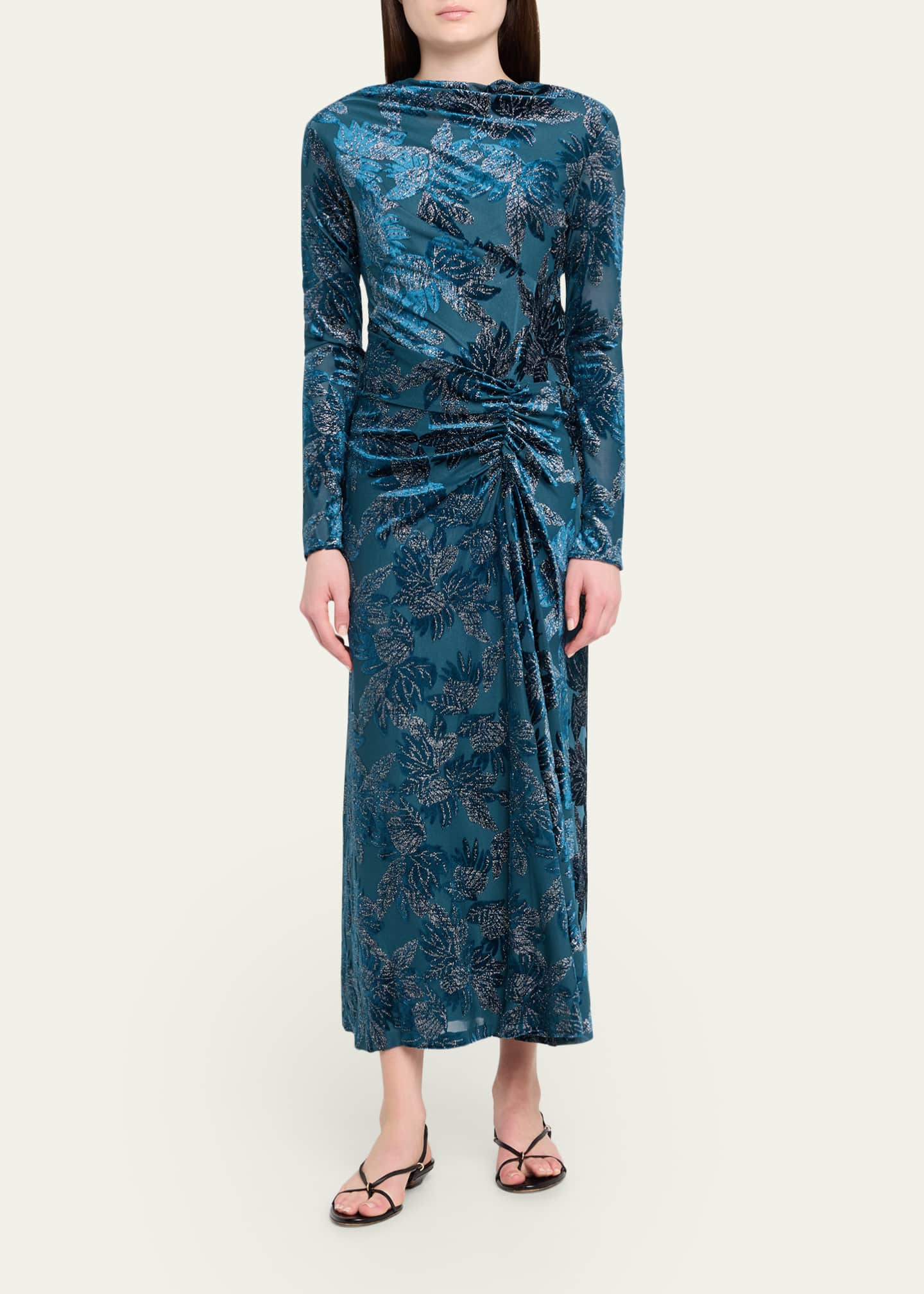 long snake dress Wispy Snake Print Plunge-Neck Ruffled Maxi Dress – Club L London main image 1