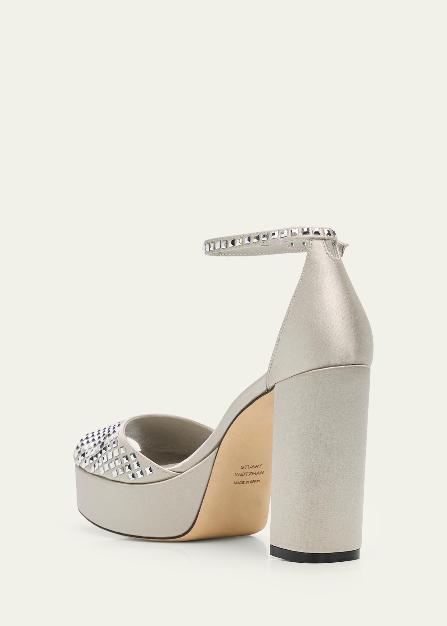 Stuart Weitzman 110mm Sabrina Embellished Satin Platform Sandals