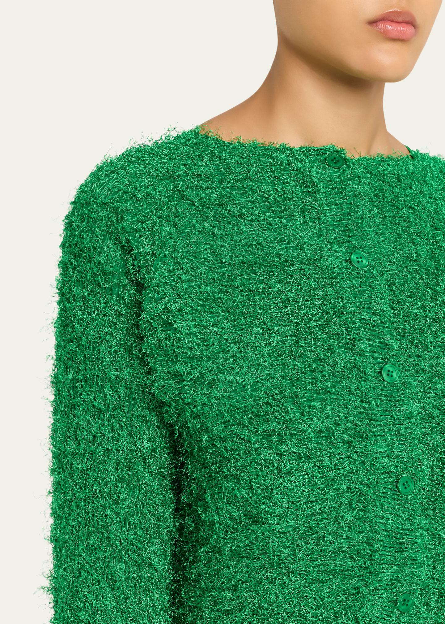Issey Miyake Shifted Fuzzy Pleated Cardigan - Bergdorf Goodman