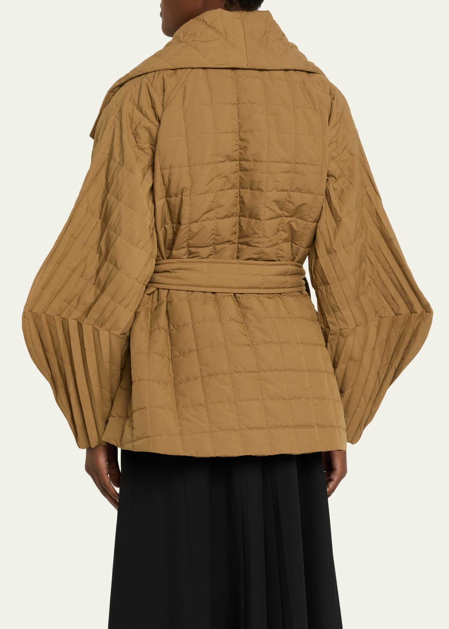 Issey Miyake Pleated Structured Sleeve Quilted Wrap Jacket