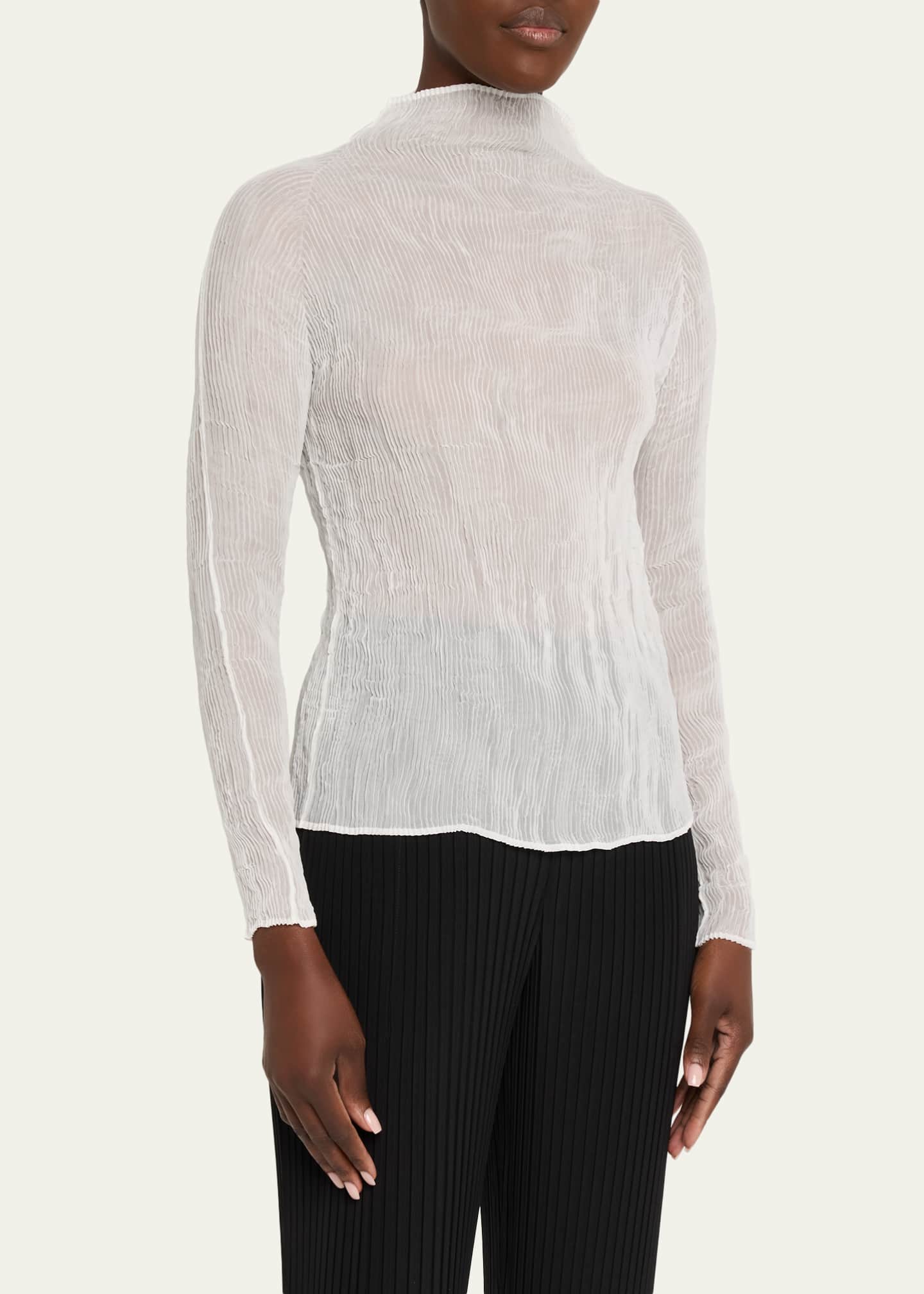 Issey Miyake Chiffon Twist Long-Sleeve Top - Bergdorf Goodman