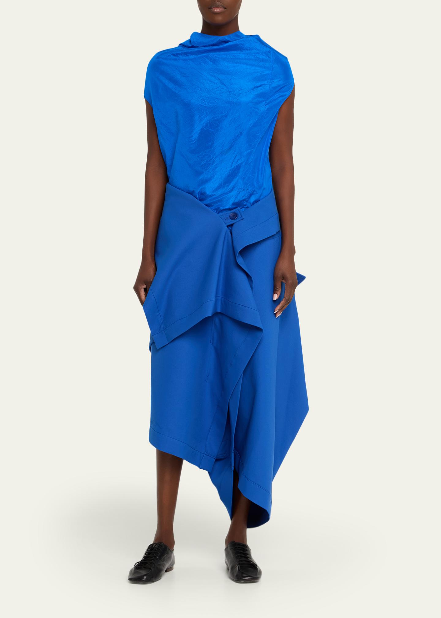Issey Miyake Gypsum Draped Wide-Leg Crop Trousers - Bergdorf Goodman
