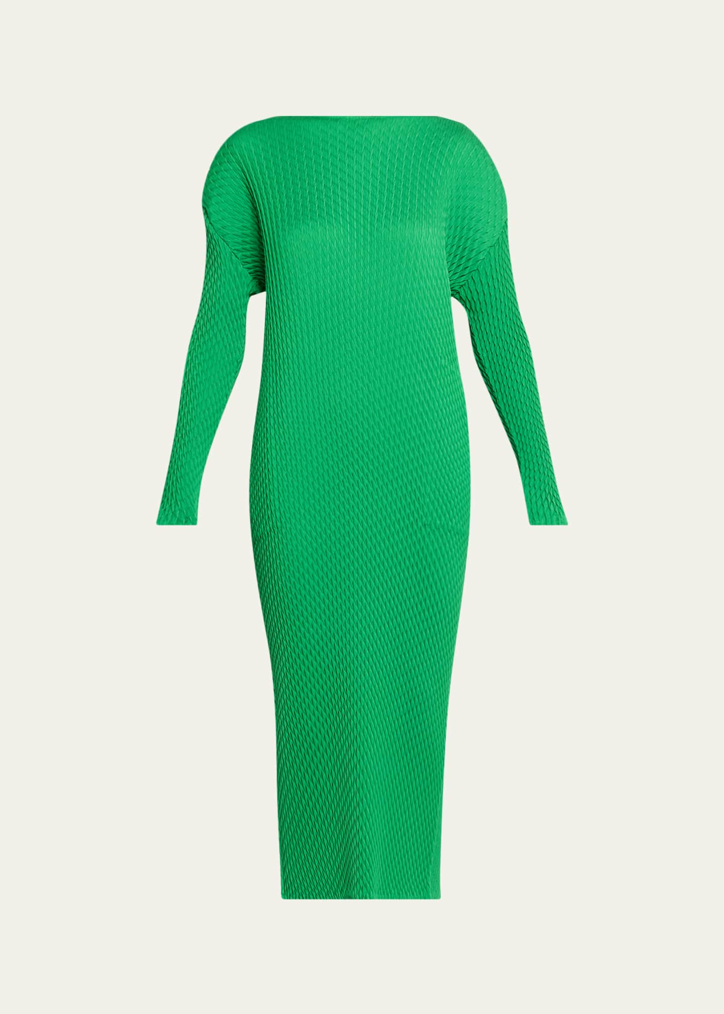 Issey Miyake Sleek Pleats Long-Sleeve Midi Dress - Bergdorf Goodman