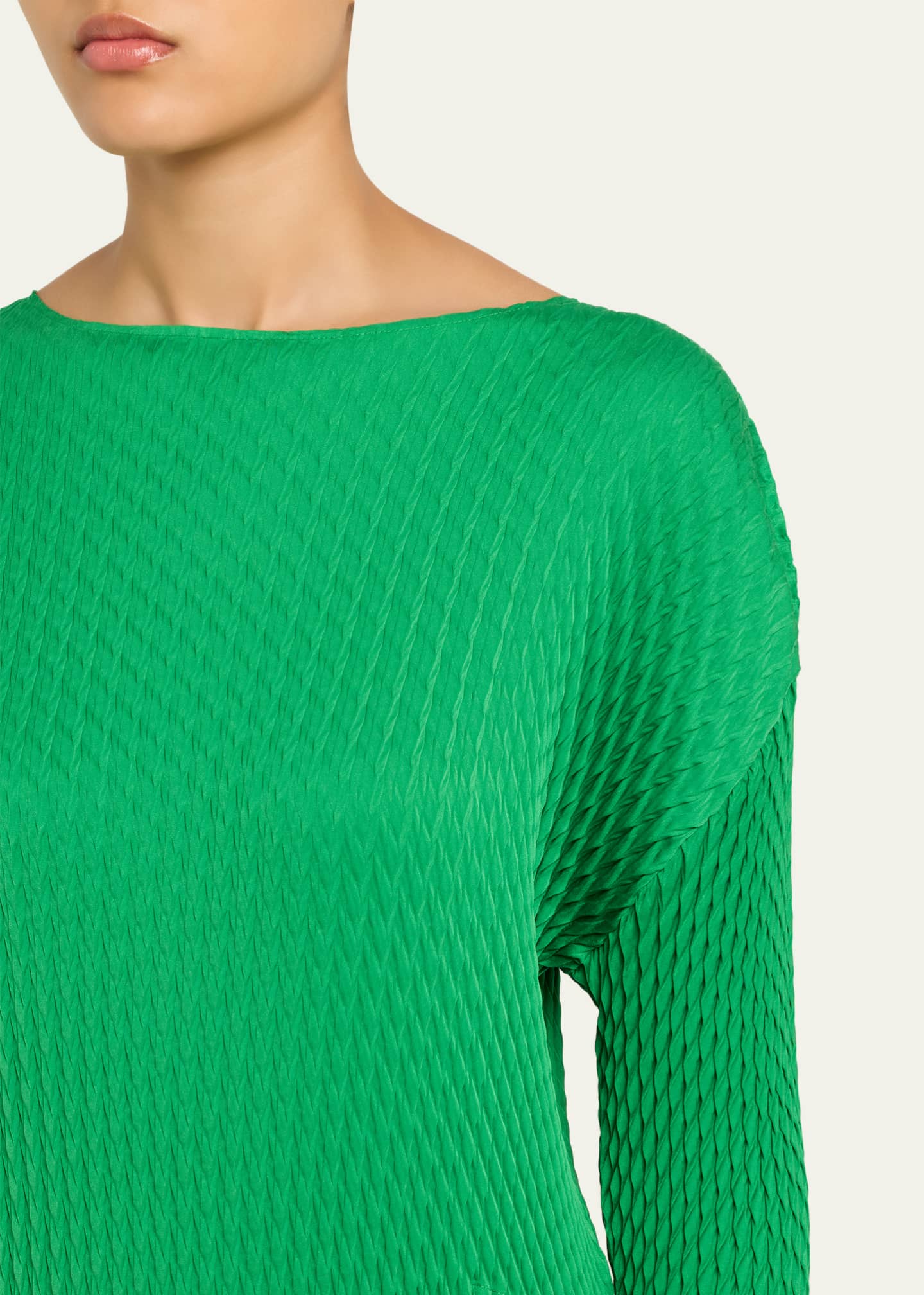 Issey Miyake Sleek Pleats Long-Sleeve Midi Dress - Bergdorf Goodman