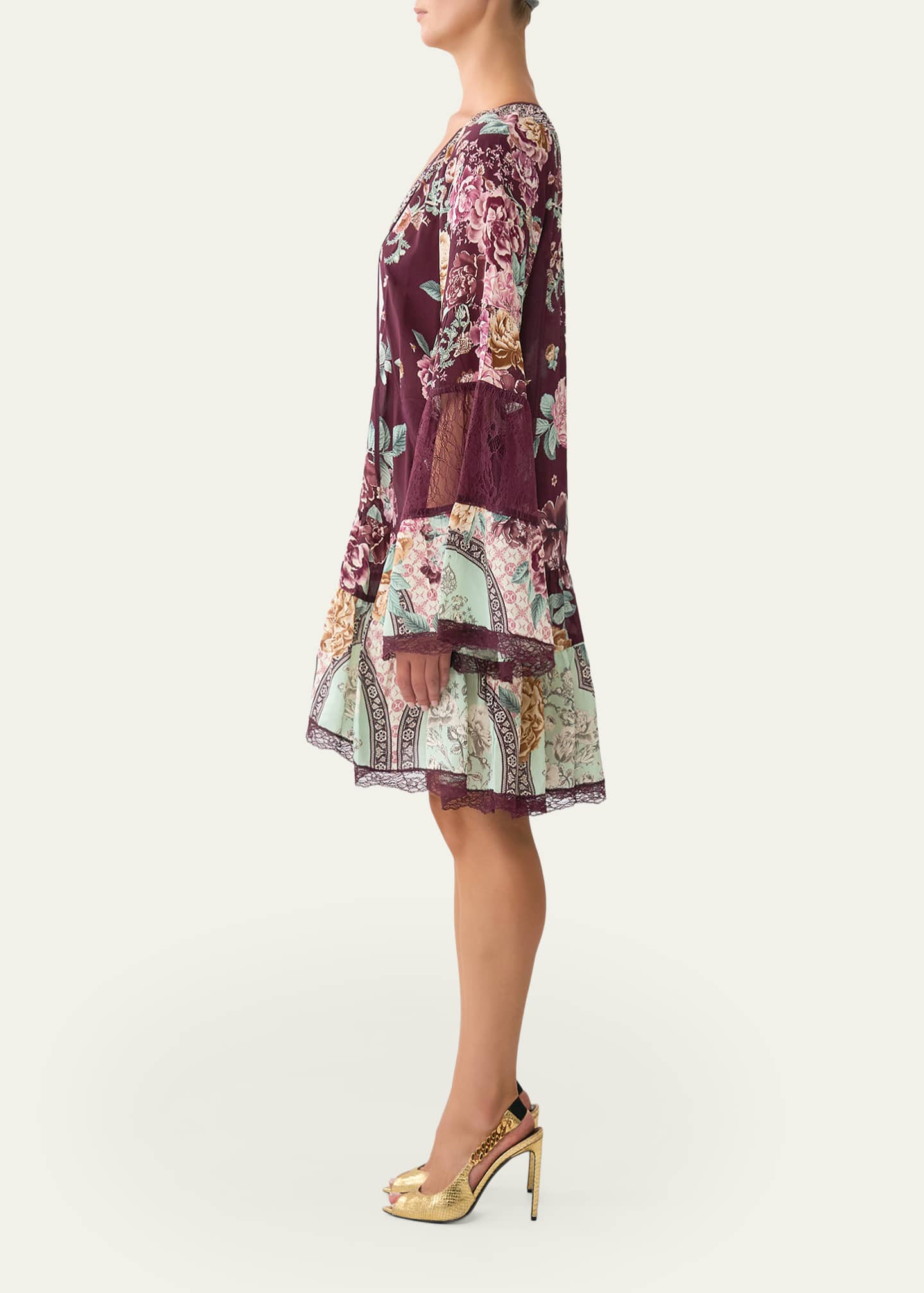 A-LINE GATHERED PANEL DRESS MOON AND BACK
