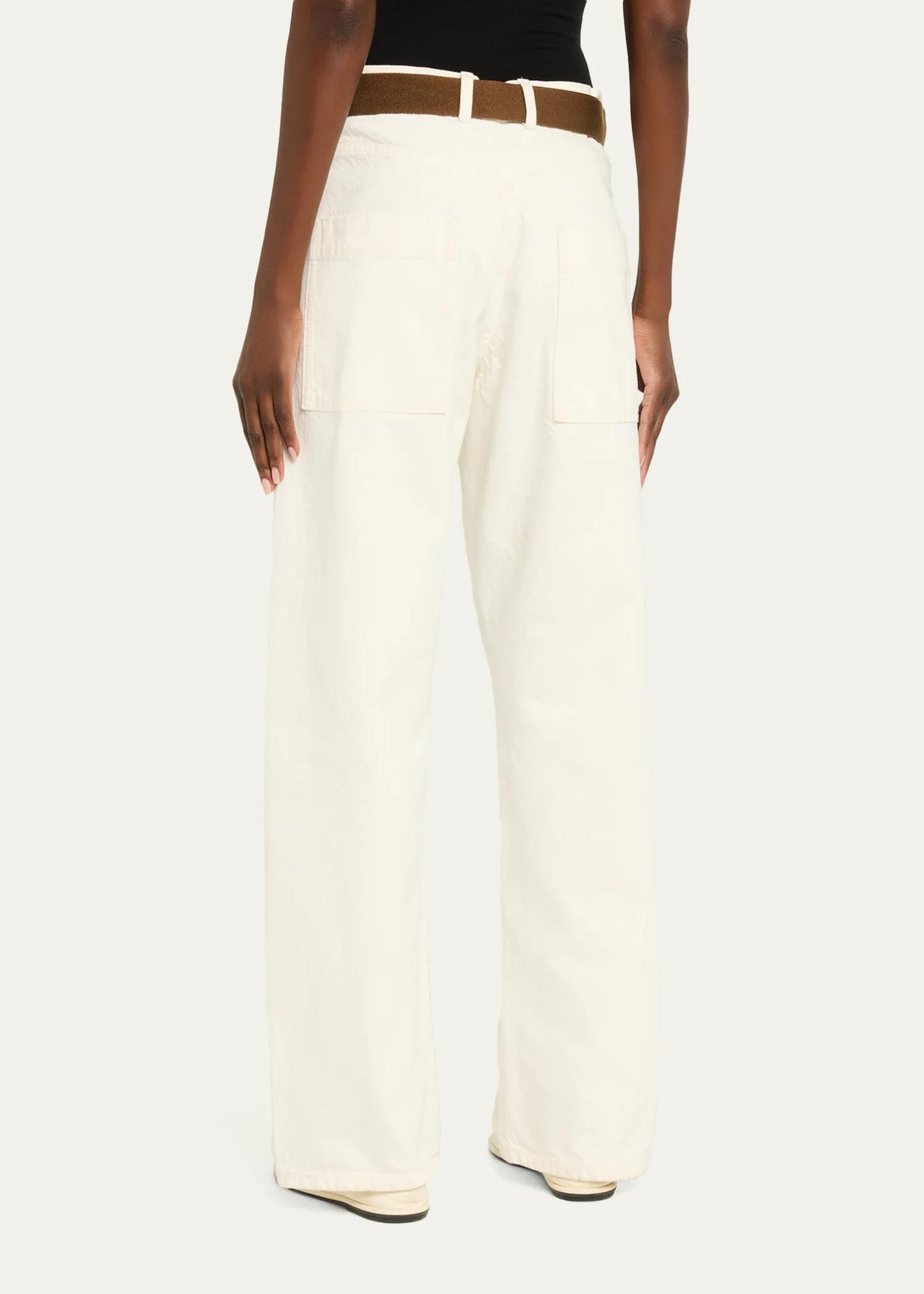 Plan C Belted Straight-Leg Denim Trousers - Bergdorf Goodman