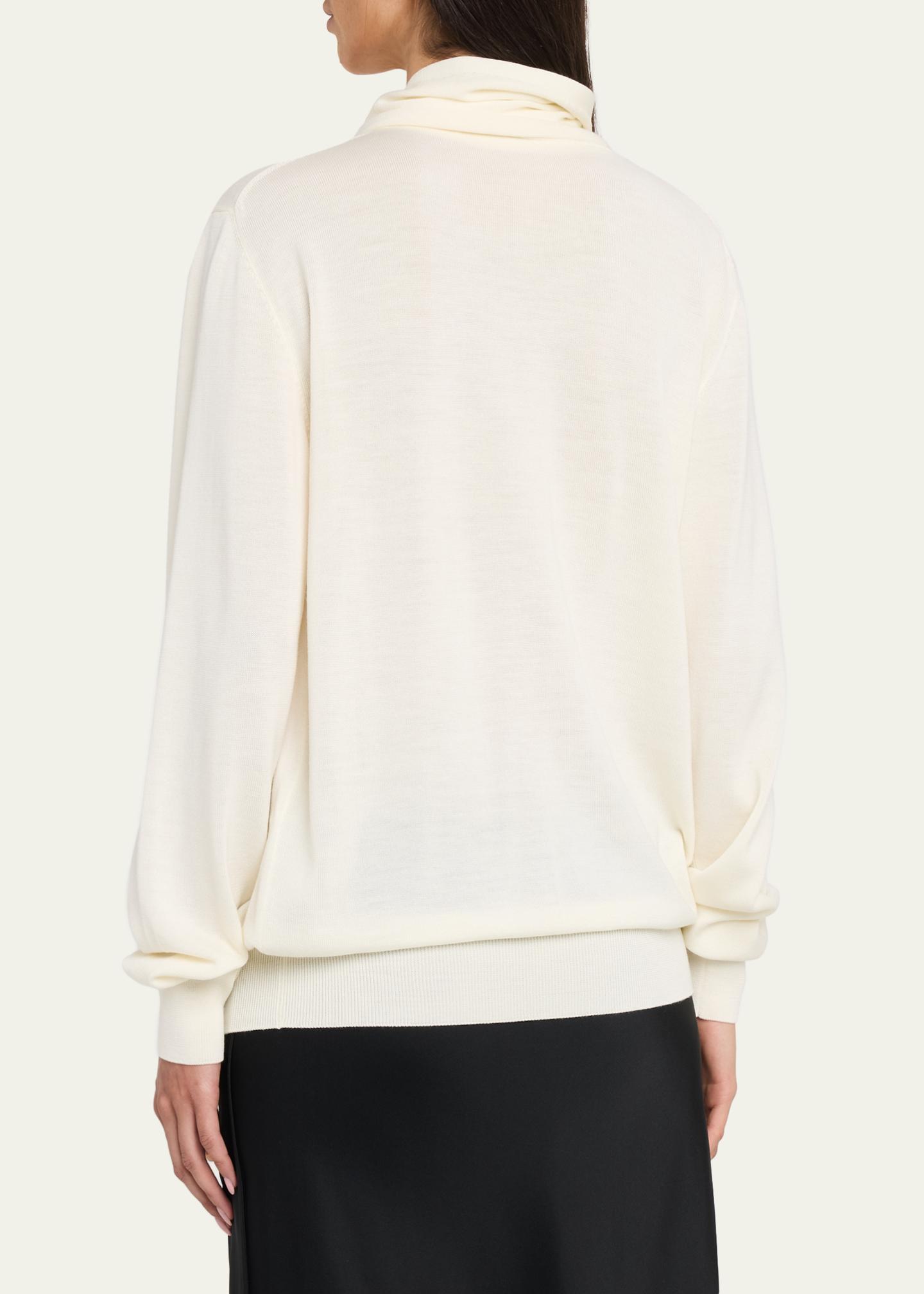 Jil Sander Draped Neck-Scarf Oversized Sweater - Bergdorf Goodman