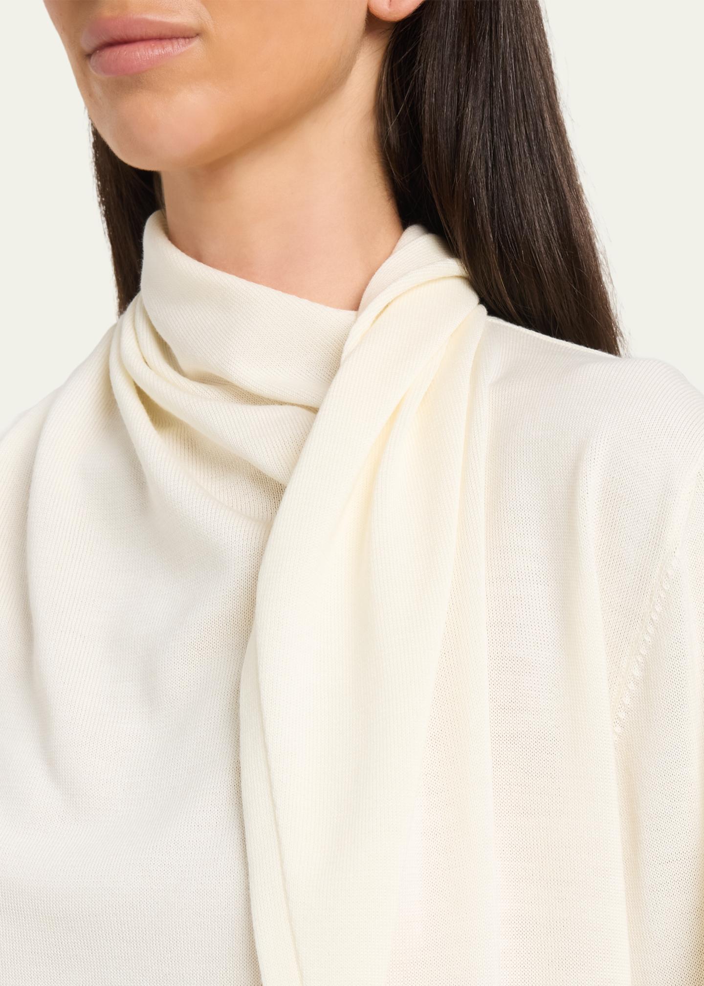 Jil Sander Draped Neck-Scarf Oversized Sweater - Bergdorf Goodman