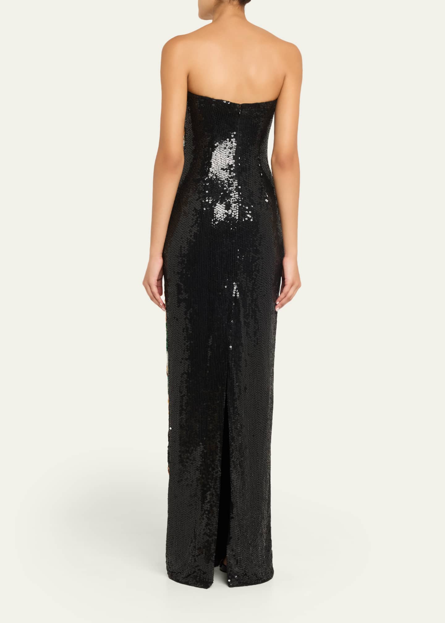 prabal gurung sequin dress Atelier Prabal Gurung Women's Shalom Floral Sequined Strapless Gown - Black Multi