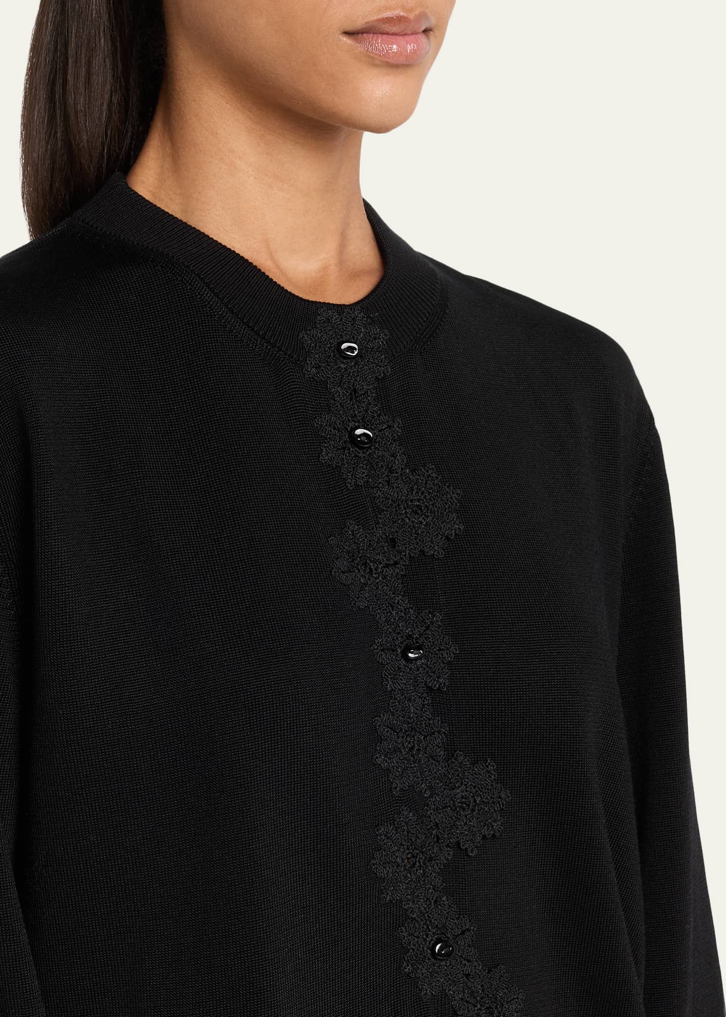 Jil Sander Floral Embroidered Cotton-Blend Crewneck Cardigan