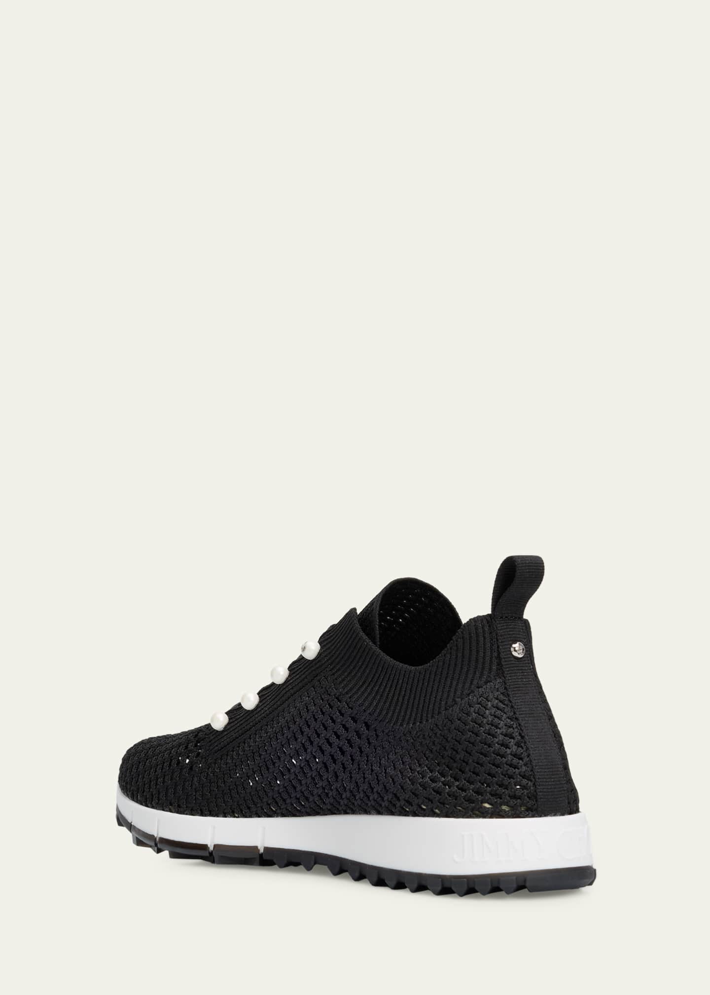 Jimmy Choo Veles Imitation Pearl-Embellished Knit Sneakers