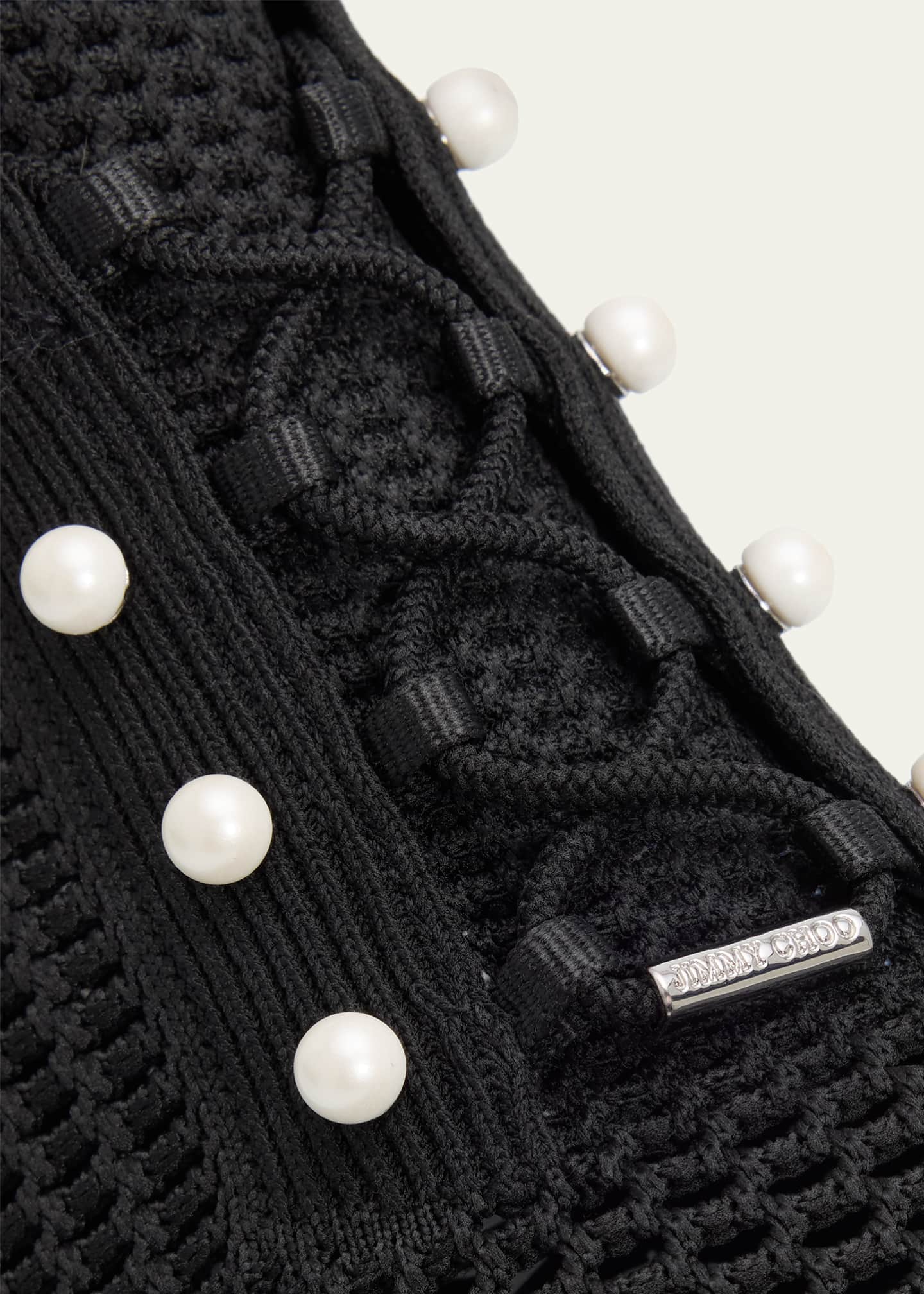 Jimmy Choo Veles Imitation Pearl-Embellished Knit Sneakers