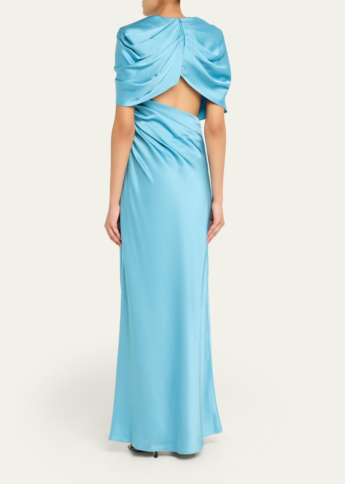 STELLA MCCARTNEY  サテンケープワンピース Stella McCartney Draped Capelet Satin Gown - Bergdorf Goodman