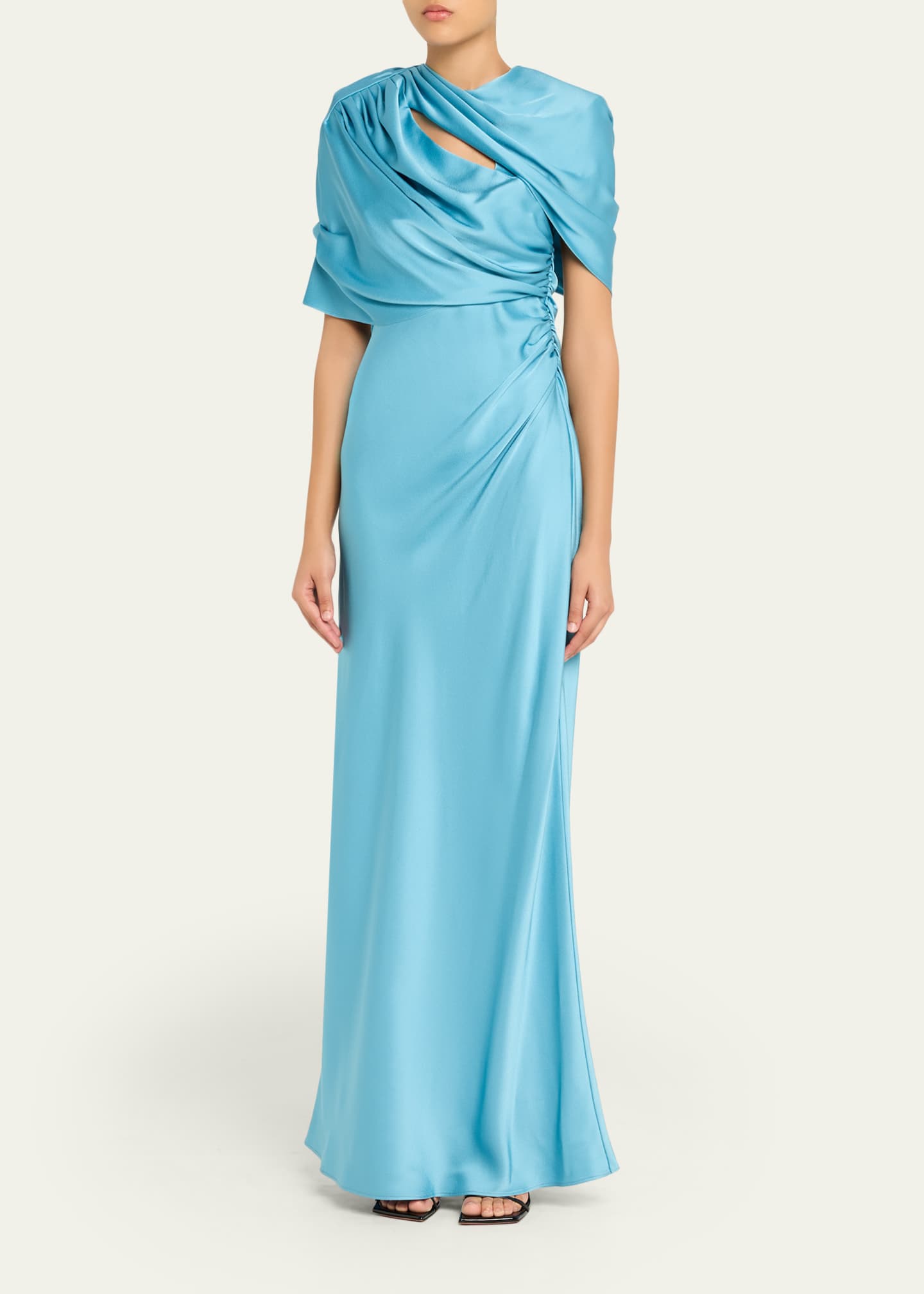 stella mccartney evening dresses Stella McCartney Women's Draped Satin Cape Gown - Blue