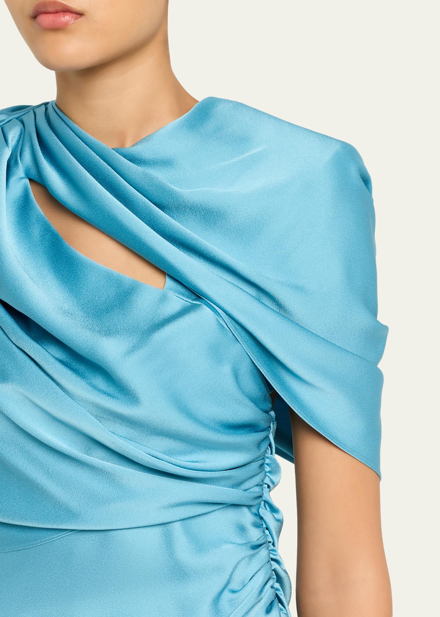 Stella McCartney Draped Capelet Satin Gown - Bergdorf Goodman