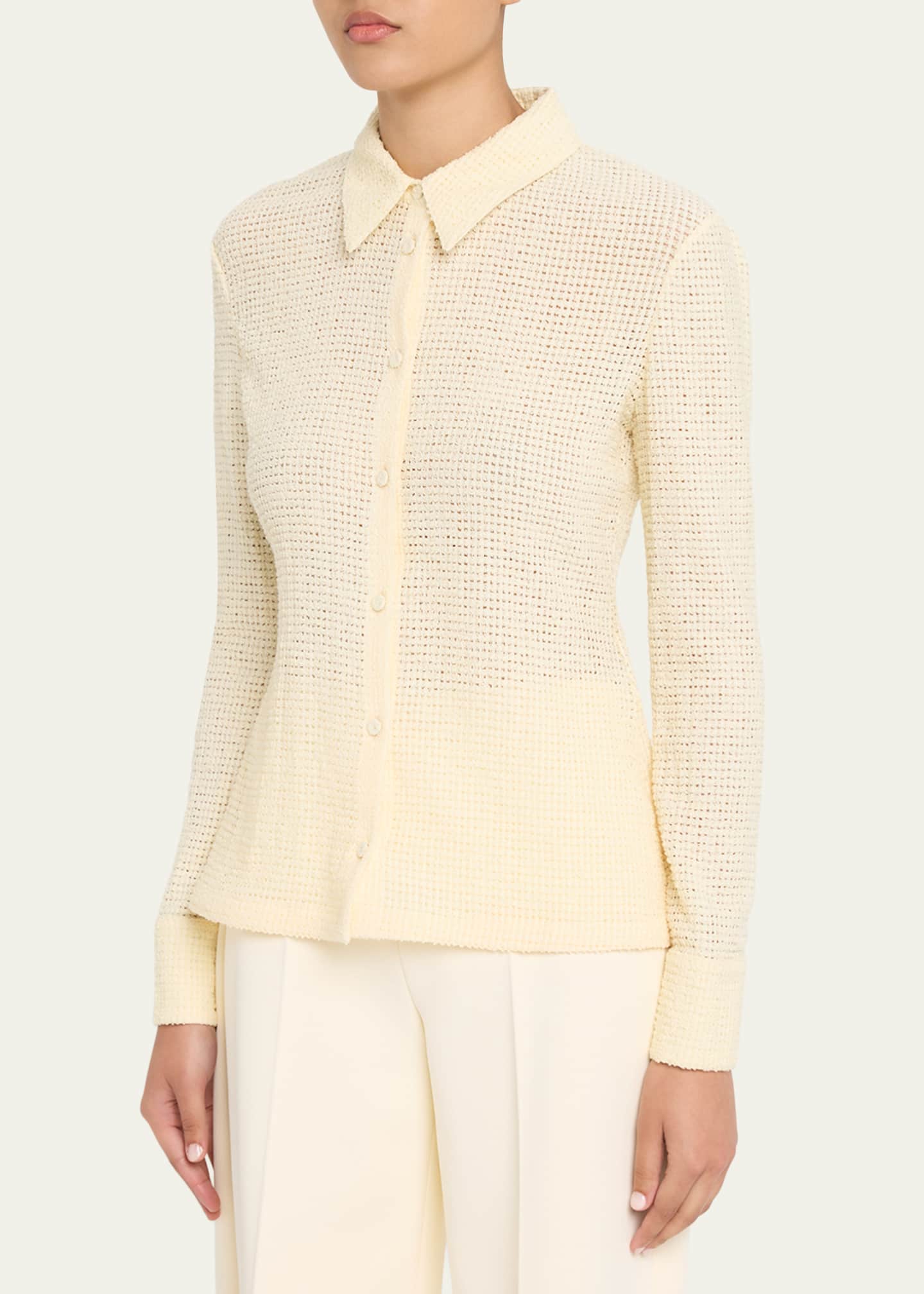 Jil Sander Openwork Cotton Knit Shirt - Bergdorf Goodman