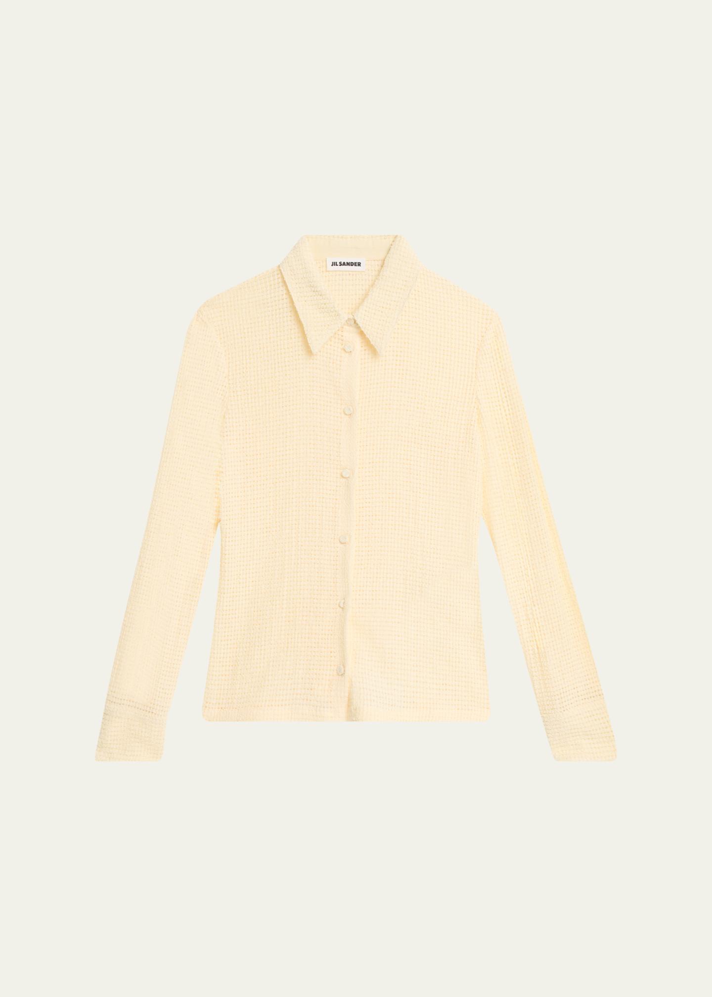 Jil Sander Openwork Cotton Knit Shirt - Bergdorf Goodman