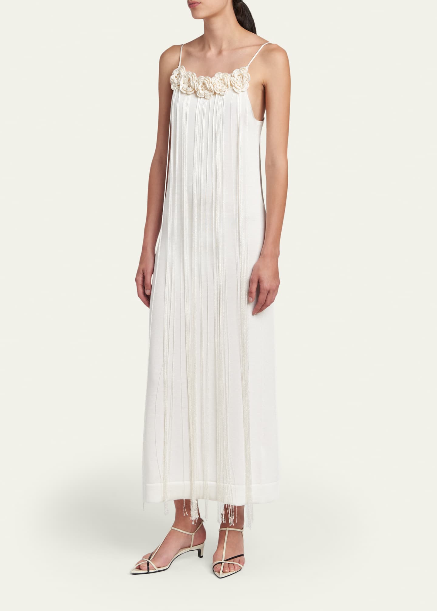 Jil Sander Crochet-Flower Fringe Knit Sleeveless Midi Dress - Bergdorf  Goodman