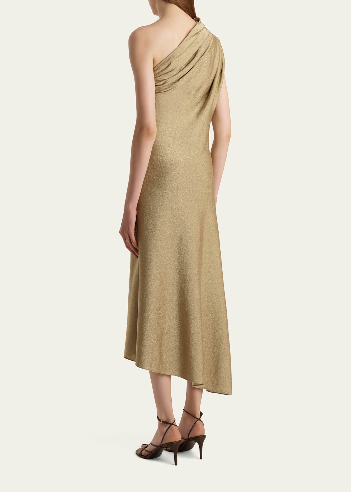 Khaite Coast Metallic Jersey One-Shoulder Midi Dress - Bergdorf Goodman