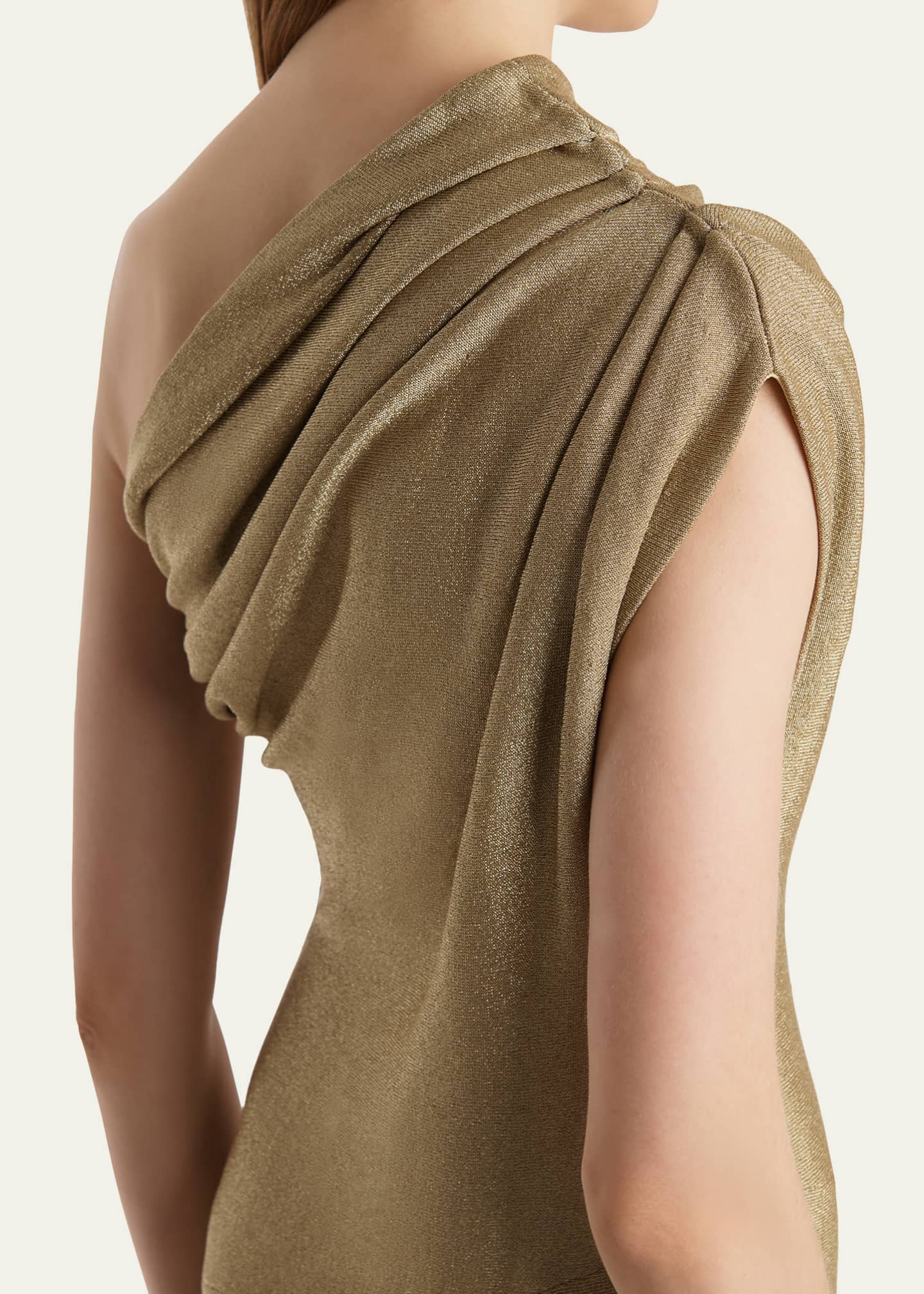 KHAITE Coast Dress in Gold - Gold Designer Dress - Size: XS