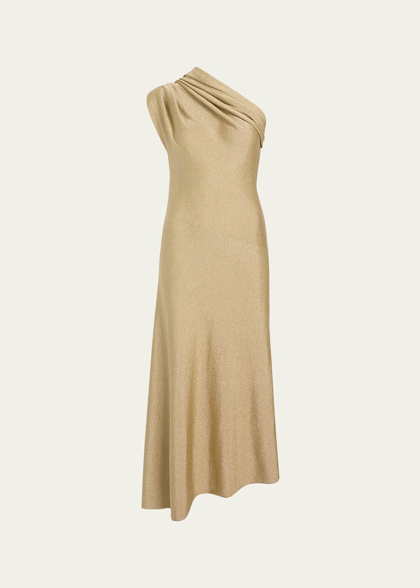 Khaite Coast Metallic Jersey One-Shoulder Midi Dress - Bergdorf Goodman