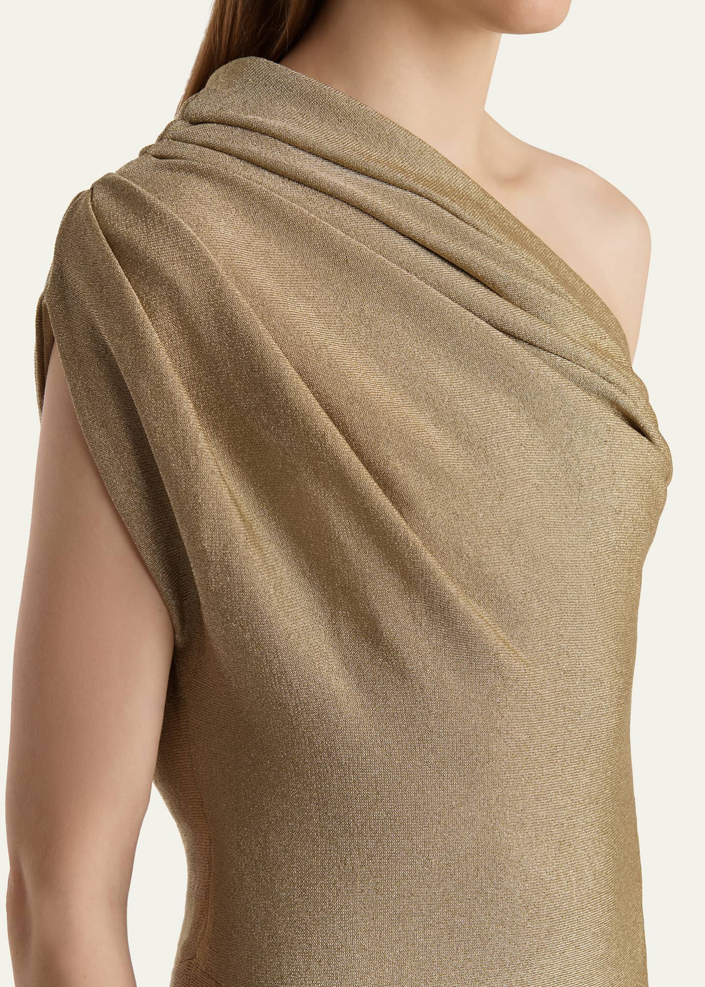 Khaite Coast Metallic Jersey One-Shoulder Midi Dress - Bergdorf Goodman