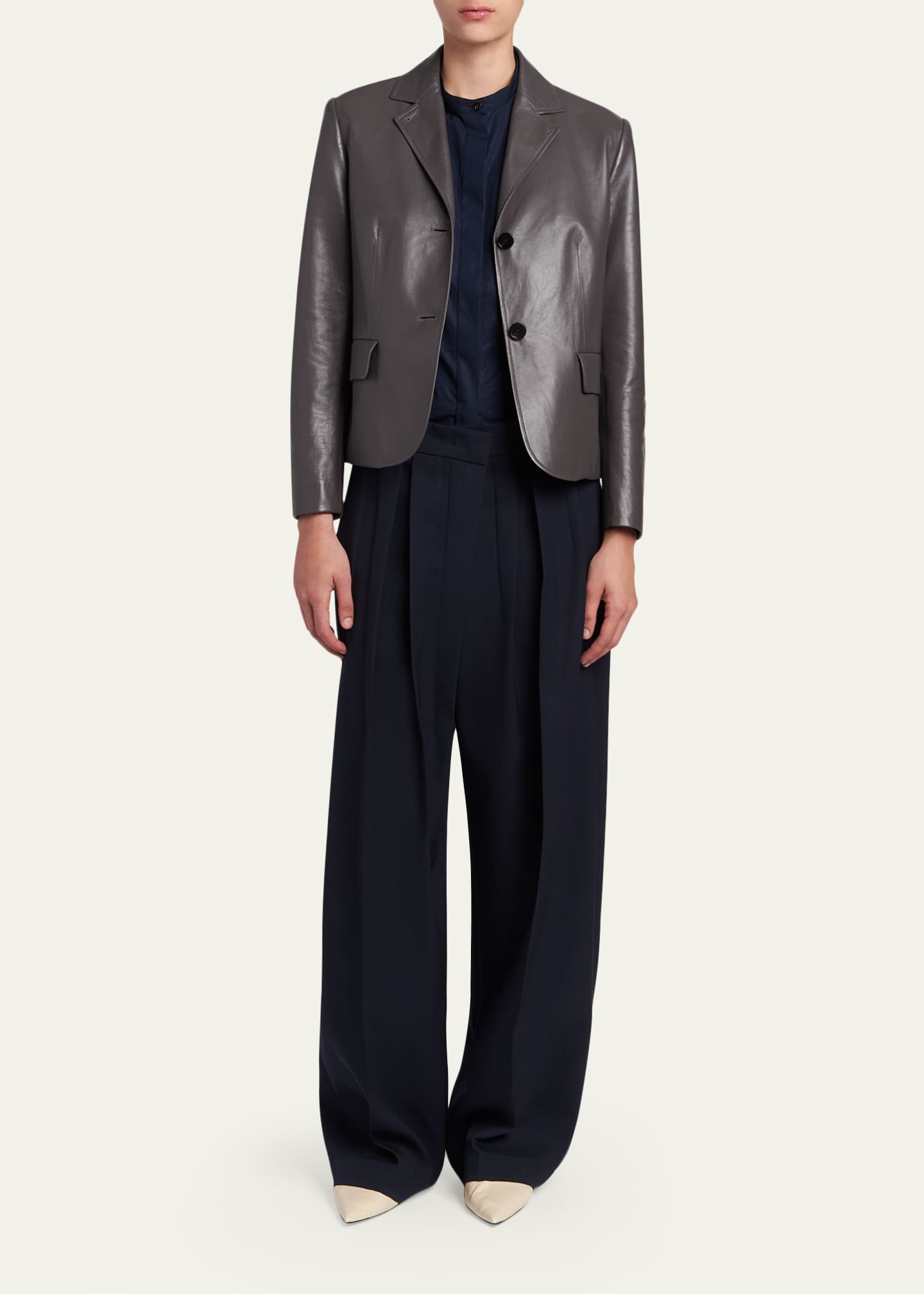 Jil Sander Leather Single-Breasted Blazer Jacket - Bergdorf Goodman