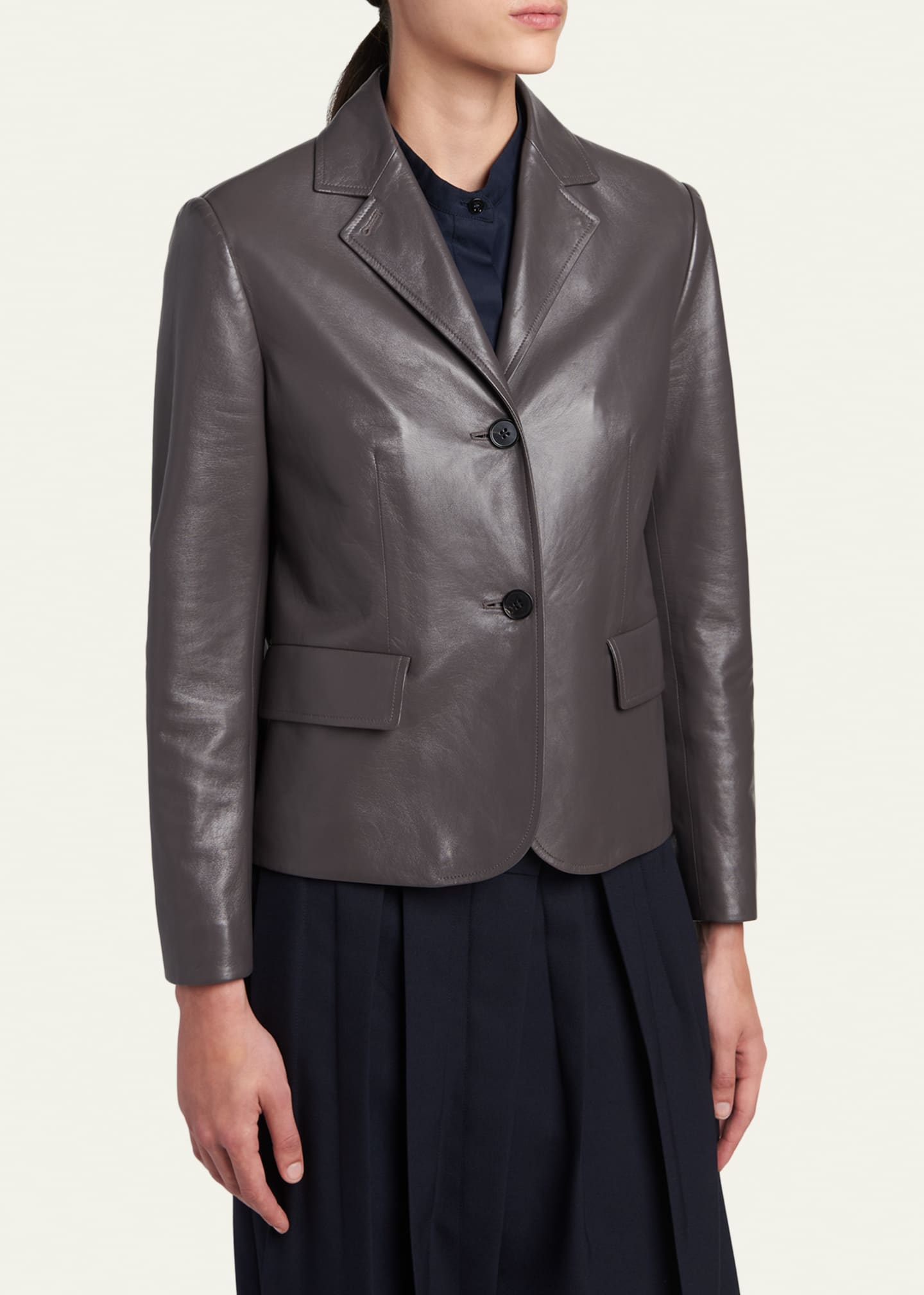 Jil Sander Leather Single-Breasted Blazer Jacket - Bergdorf Goodman