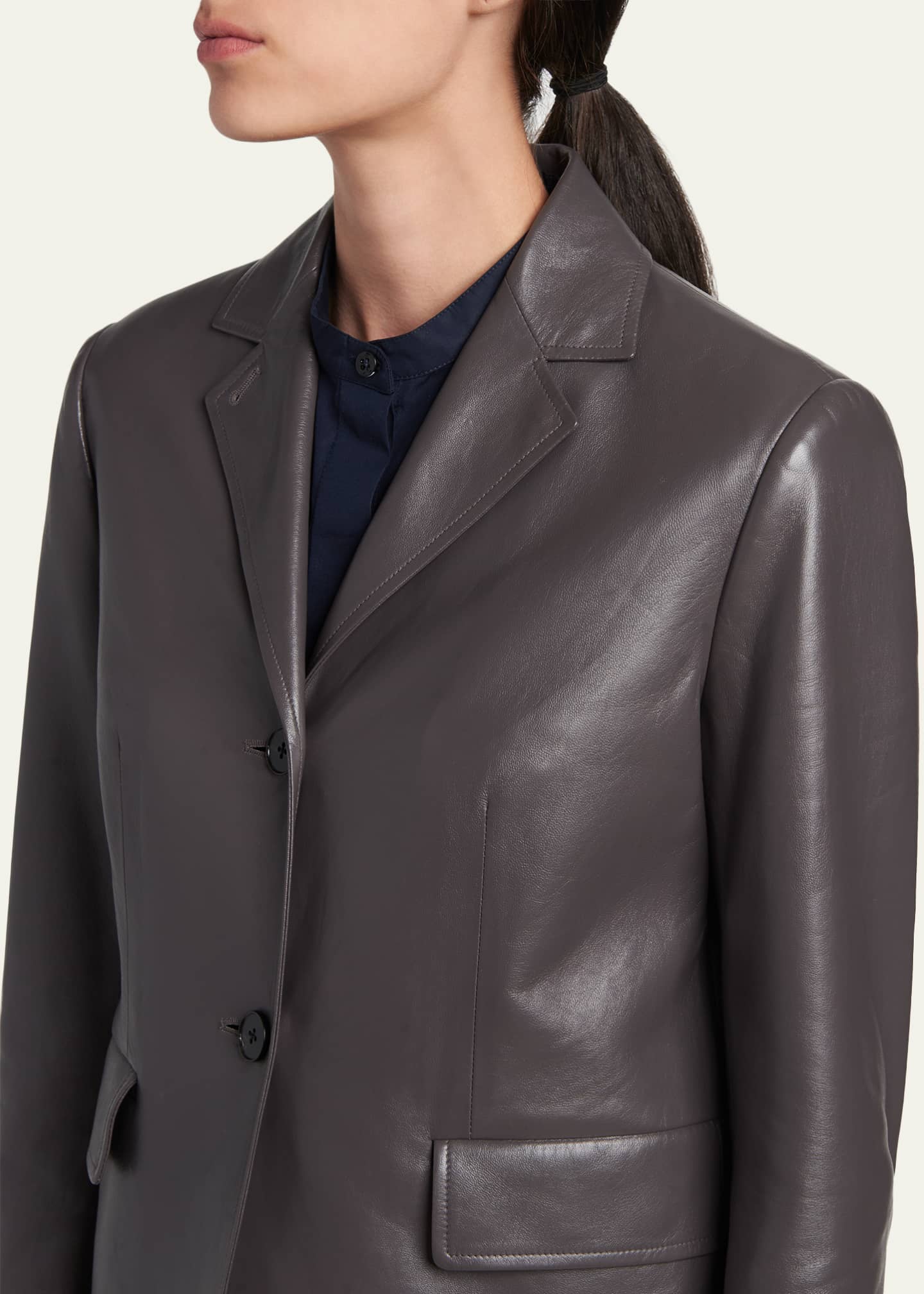 Jil Sander Leather Single-Breasted Blazer Jacket - Bergdorf Goodman