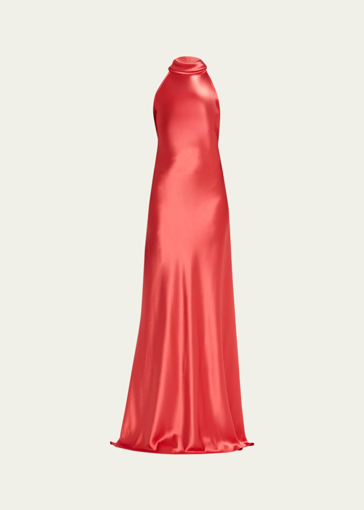 Talbot Runhof Scarf Halter Satin Trumpet Gown - Bergdorf Goodman